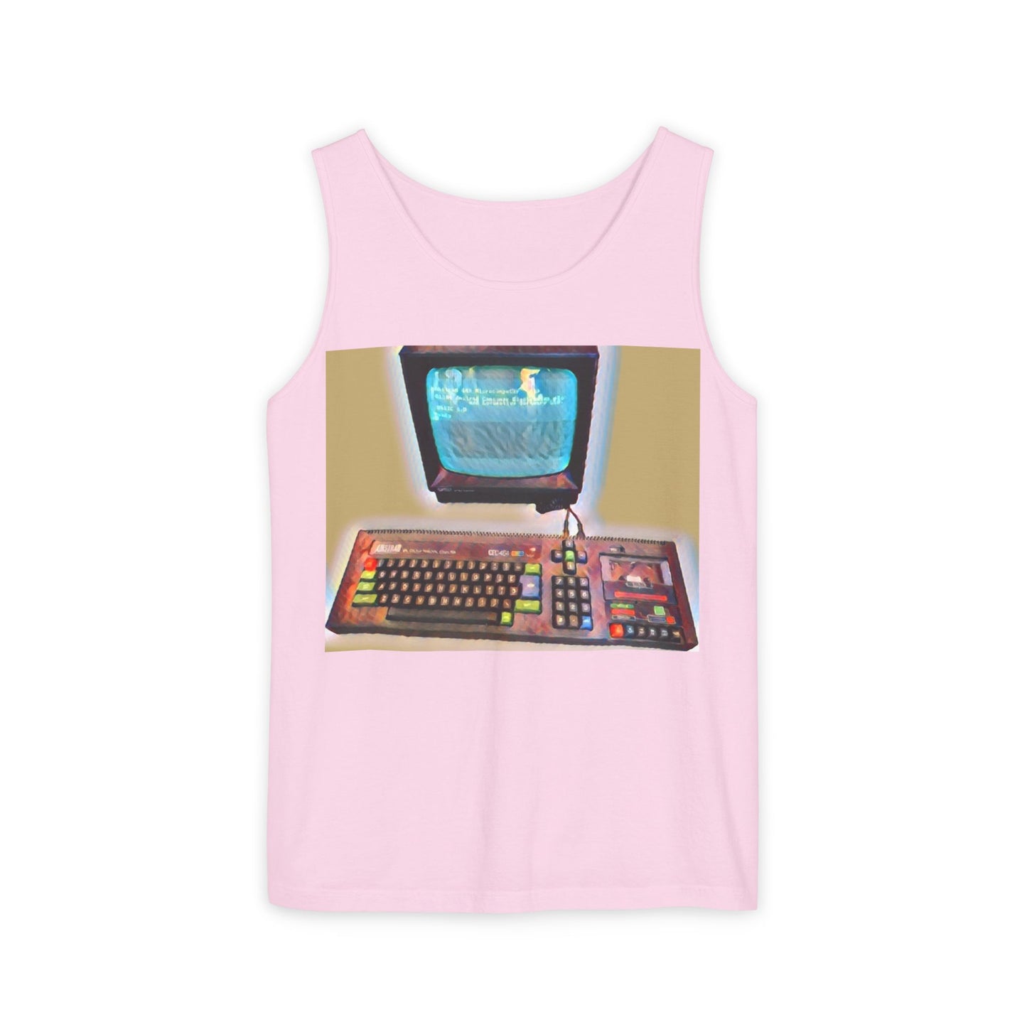 Classic 8 bit home computer inspired Tank Top | Color Print Art | Unisex Retro Graphic Tee for Tech Lovers, Summer Fashion, Gift for Nerds, Festival Wear, 80s Style