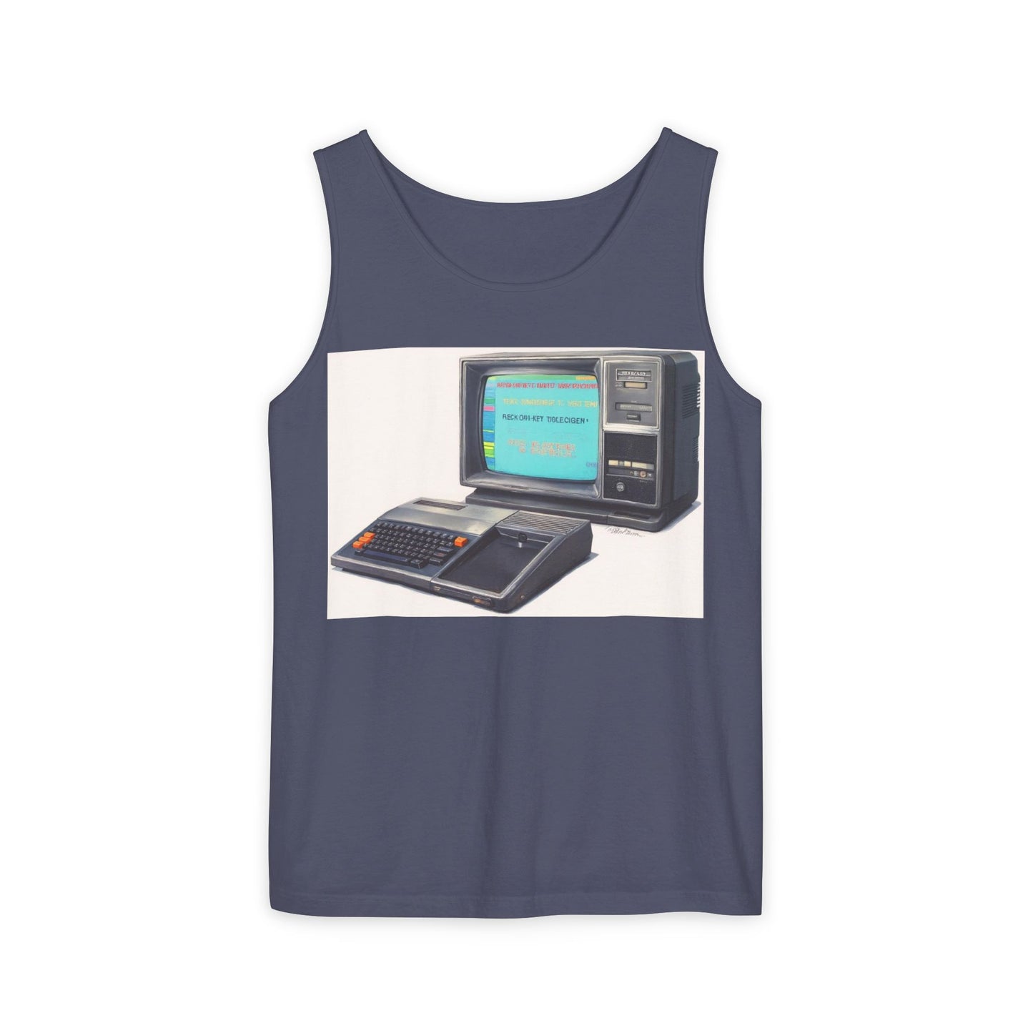 TI-99/4A Home Computer Inspired Tank Top | Mosaic Art Color | Unisex Retro Graphic Tee for Tech Lovers, Summer Fashion, Gift for Nerds, Festival Wear, 80s Style