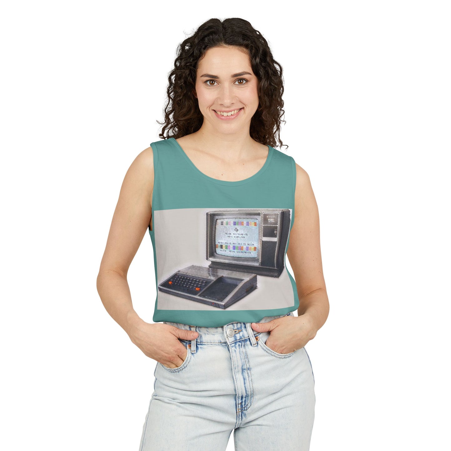 TI-99/4A Home Computer Inspired Tank Top | Matt Art Color | Unisex Retro Graphic Tee for Tech Lovers, Summer Fashion, Gift for Nerds, Festival Wear, 80s Style
