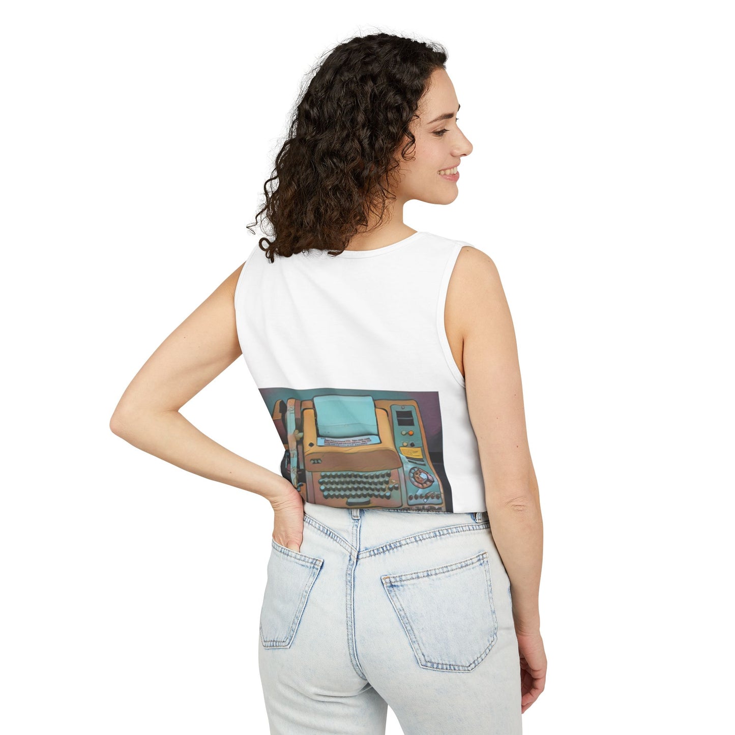 Mini Computer Inspired Tank Top | Unisex Retro Graphic Tee for Tech Lovers, Summer Fashion, Gift for Nerds, Festival Wear, 80s Style