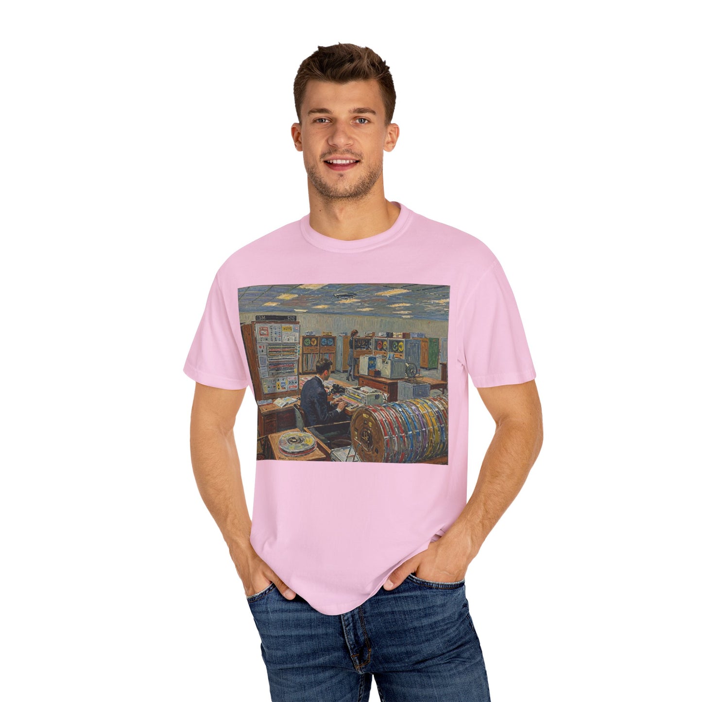 Classic Mainframe T-Shirt with tape storage units on back - Print Art Color