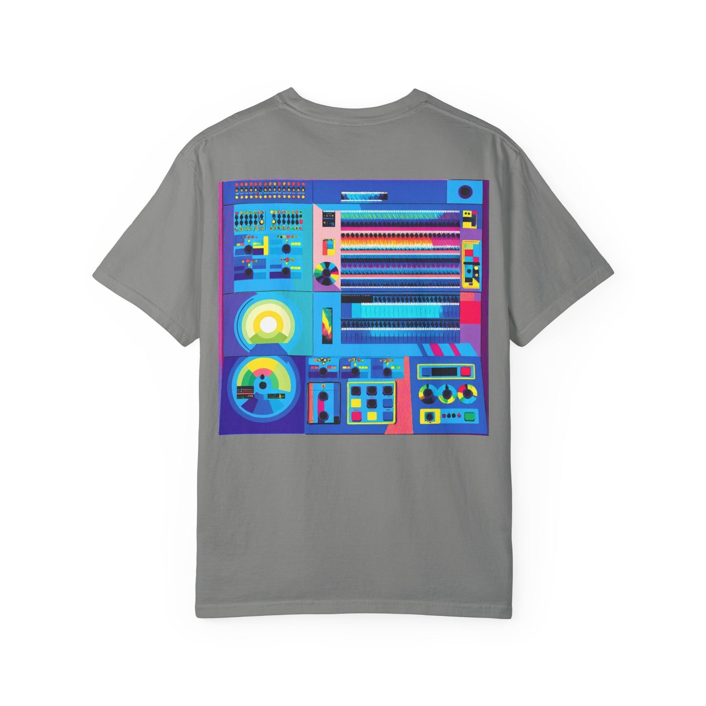 Classic Mainframe Computer T-Shirt with control panel on back - Modern Art Color