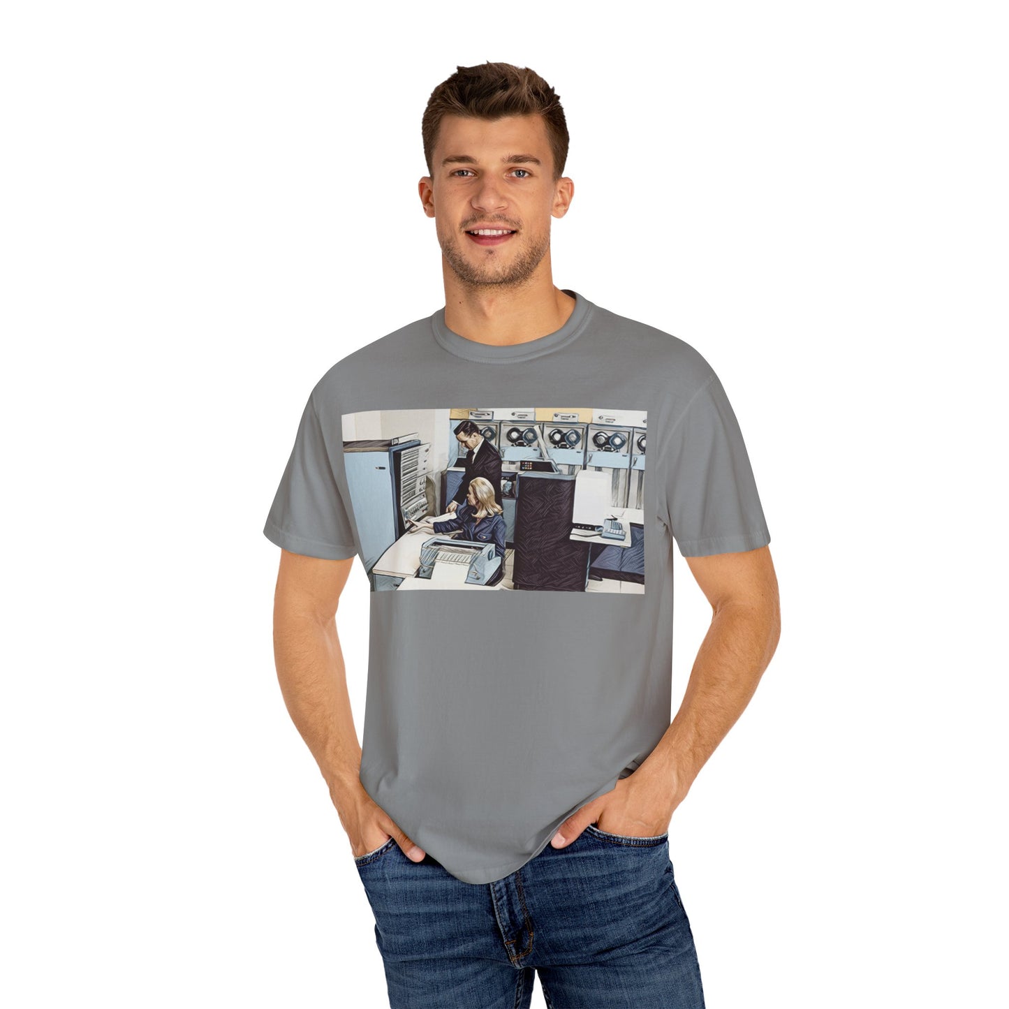 Classic Mainframe T-Shirt with control panel on back - Print Art Color