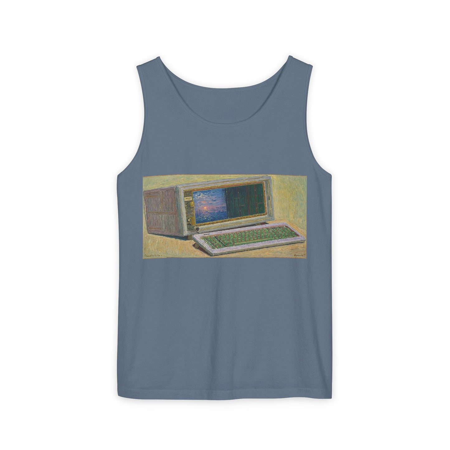 Classic Luggable PC Inspired Tank Top | Unisex Retro Graphic Tee for Tech Lovers, Summer Fashion, Gift for Nerds, Festival Wear, 80s Style