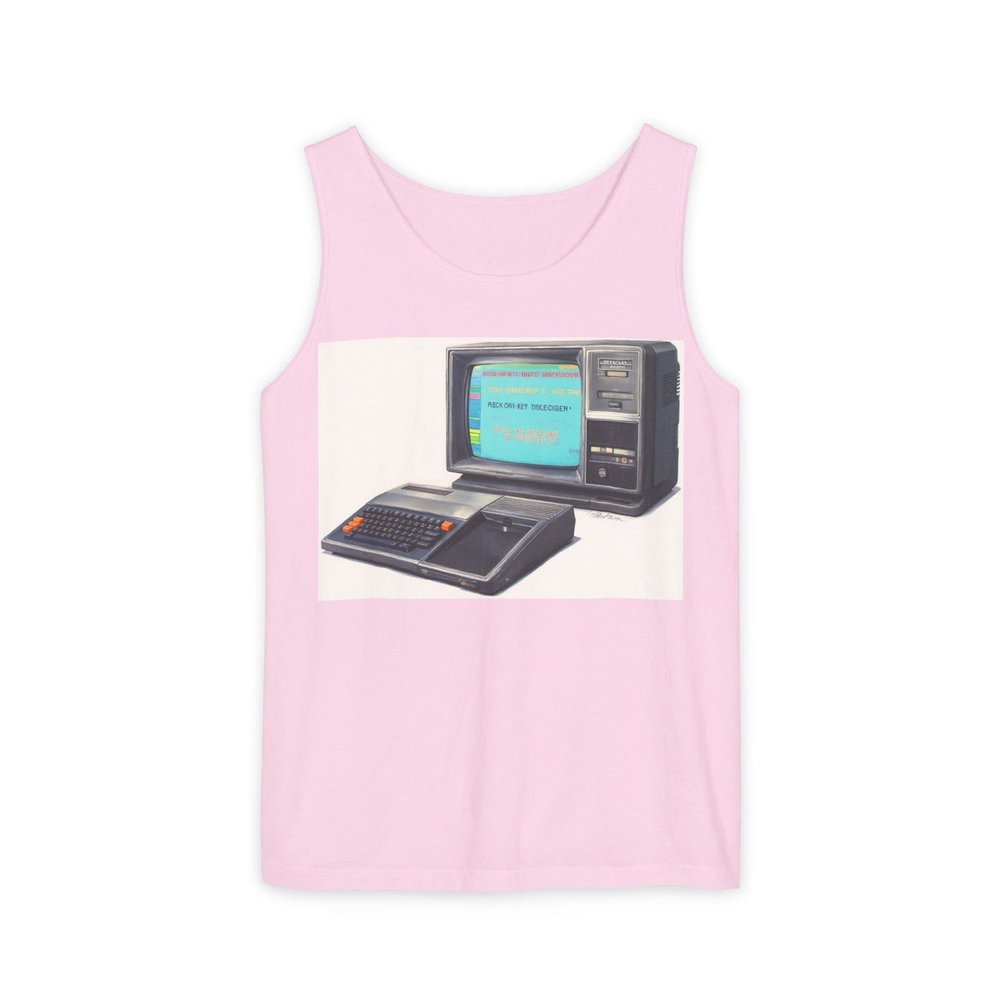 TI-99/4A Home Computer Inspired Tank Top | Mosaic Art Color | Unisex Retro Graphic Tee for Tech Lovers, Summer Fashion, Gift for Nerds, Festival Wear, 80s Style