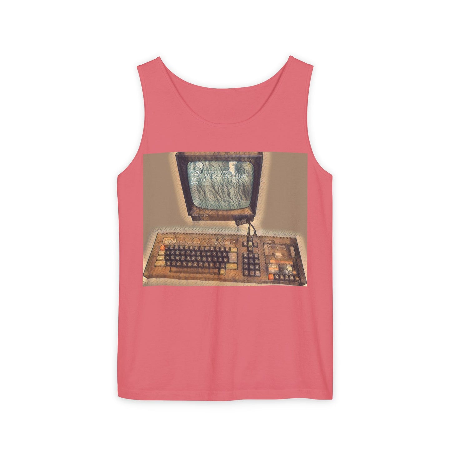 Classic 8 bit home computer inspired Tank Top | Faded Art Color | Unisex Retro Graphic Tee for Tech Lovers, Summer Fashion, Gift for Nerds, Festival Wear, 80s Style