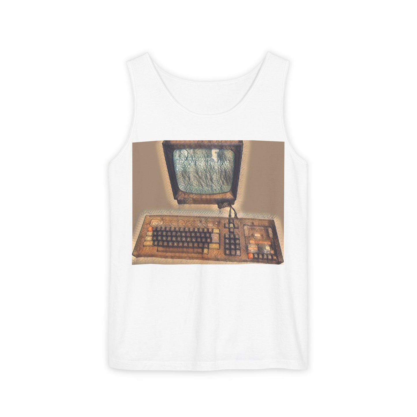 Classic 8 bit home computer inspired Tank Top | Faded Art Color | Unisex Retro Graphic Tee for Tech Lovers, Summer Fashion, Gift for Nerds, Festival Wear, 80s Style
