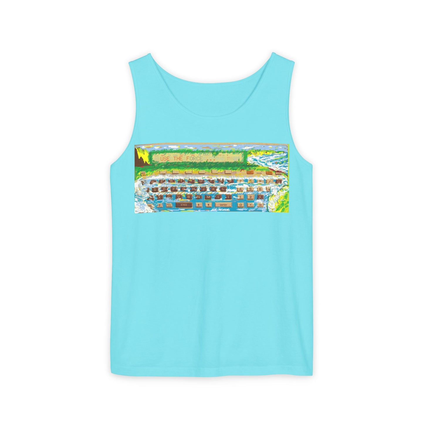 Pocket Computer Inspired Tank Top | Unisex Retro Graphic Tee for Tech Lovers, Summer Fashion, Gift for Nerds, Festival Wear, 80s Style