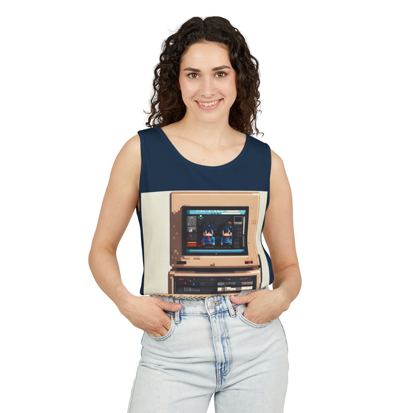 Classic business machine inspired Tank Top | Pixel-Color Art | Unisex Retro Graphic Tee for Tech Lovers, Summer Fashion, Gift for Nerds, Festival Wear, 80s Style