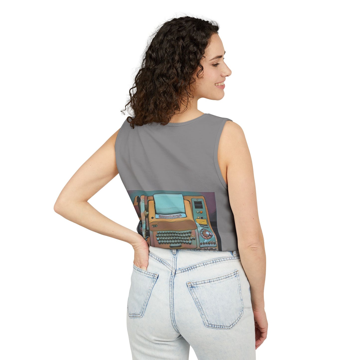 Mini Computer Inspired Tank Top | Unisex Retro Graphic Tee for Tech Lovers, Summer Fashion, Gift for Nerds, Festival Wear, 80s Style
