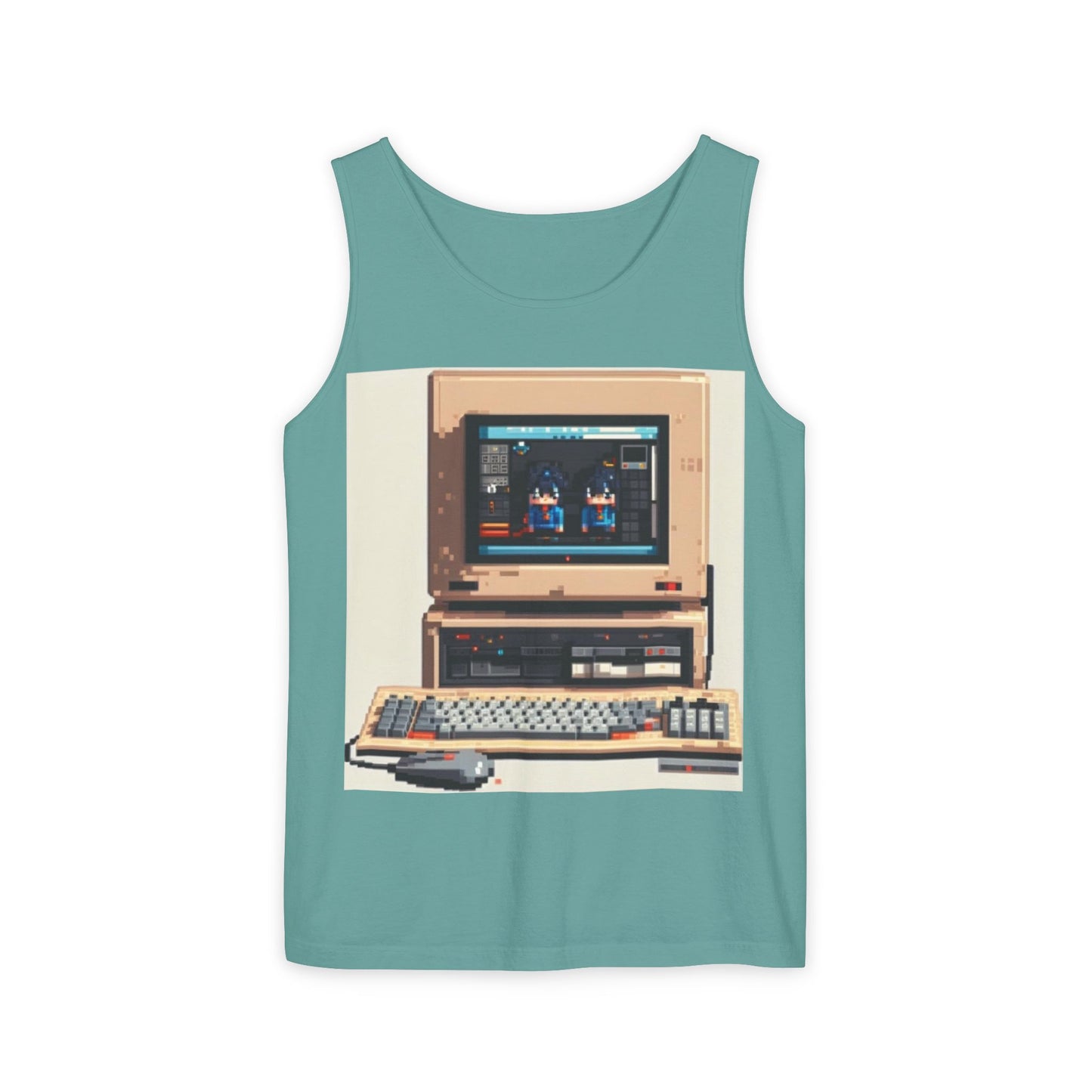 Classic business machine inspired Tank Top | Pixel-Color Art | Unisex Retro Graphic Tee for Tech Lovers, Summer Fashion, Gift for Nerds, Festival Wear, 80s Style