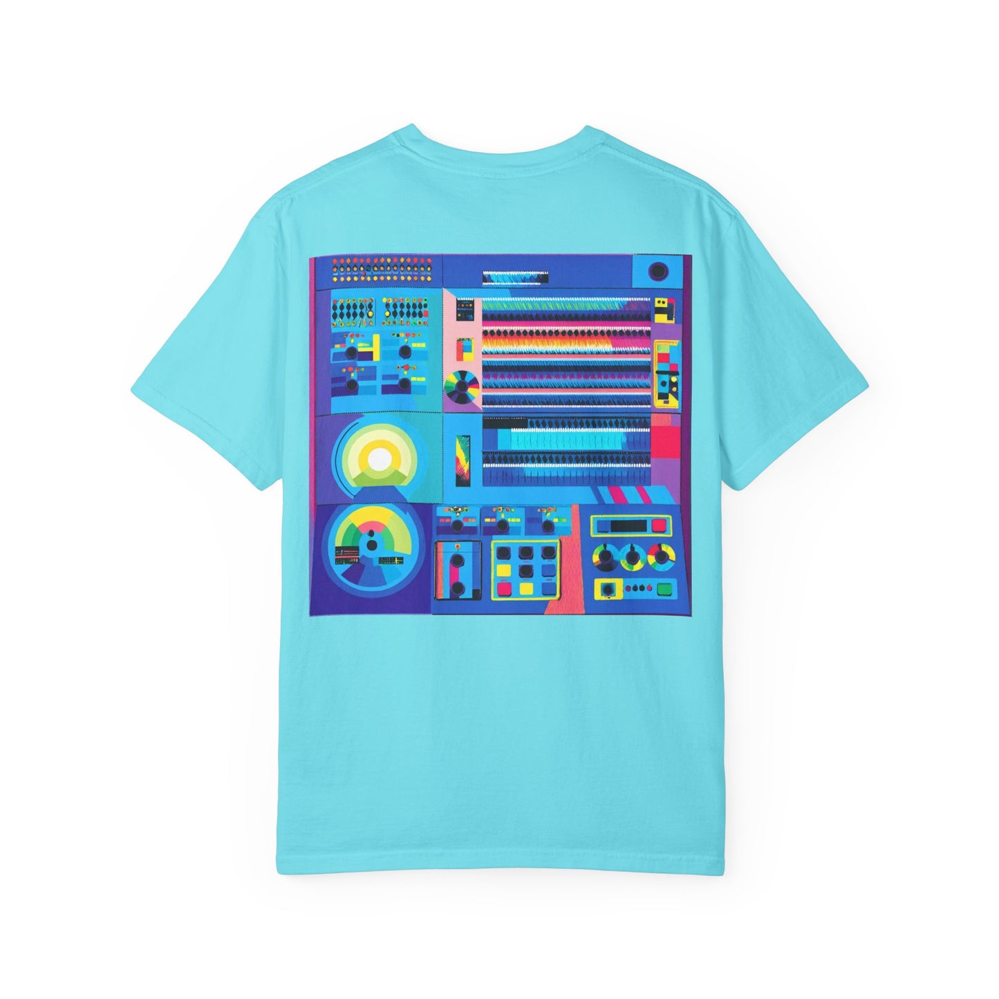 Classic Mainframe Computer T-Shirt with control panel on back - Modern Art Color