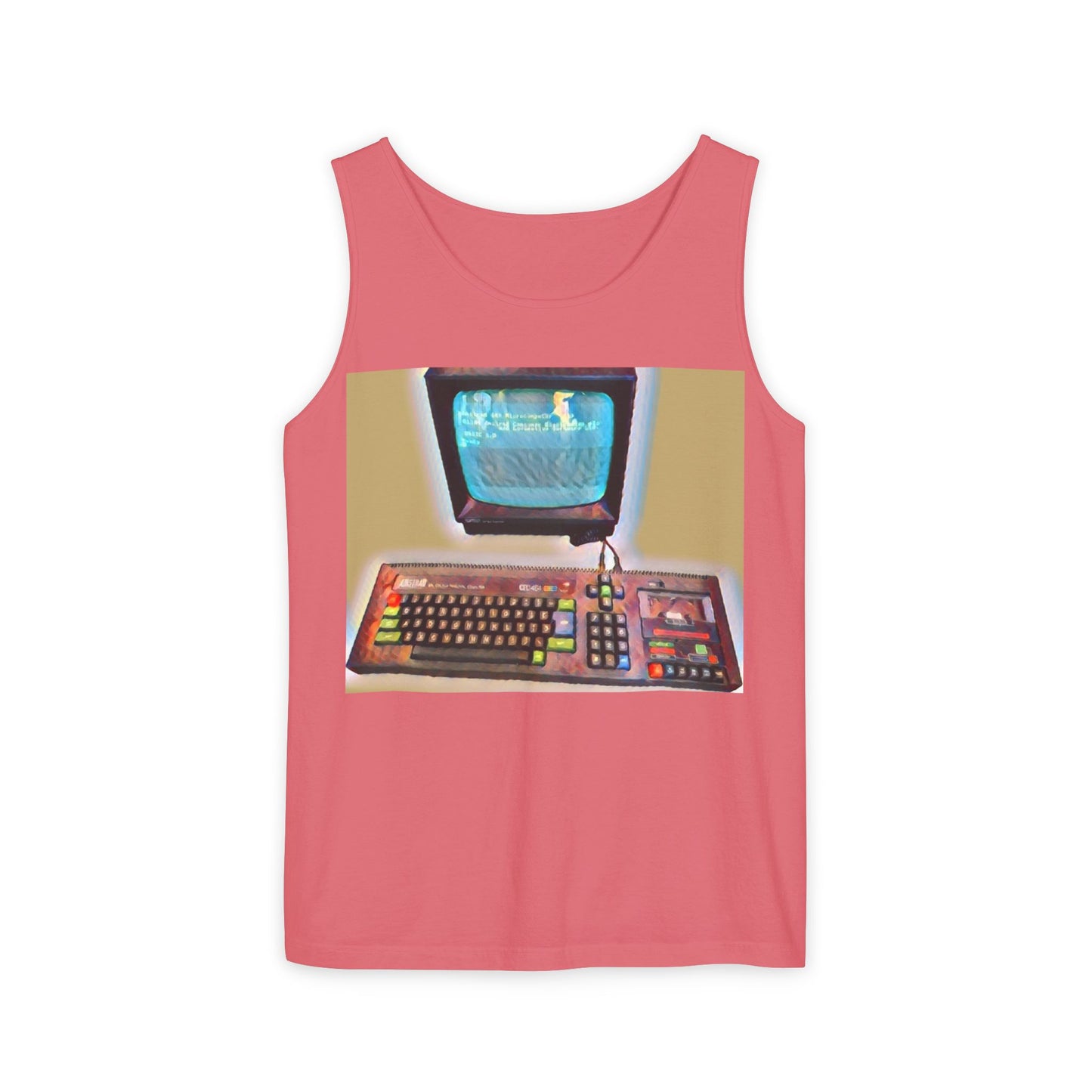 Classic 8 bit home computer inspired Tank Top | Color Print Art | Unisex Retro Graphic Tee for Tech Lovers, Summer Fashion, Gift for Nerds, Festival Wear, 80s Style