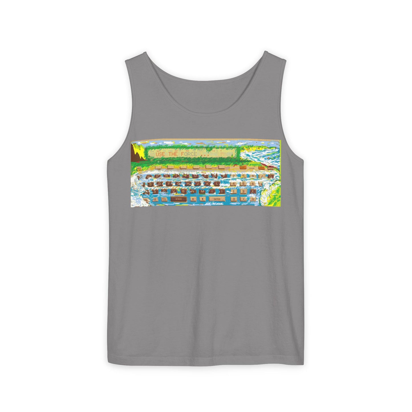 Pocket Computer Inspired Tank Top | Unisex Retro Graphic Tee for Tech Lovers, Summer Fashion, Gift for Nerds, Festival Wear, 80s Style