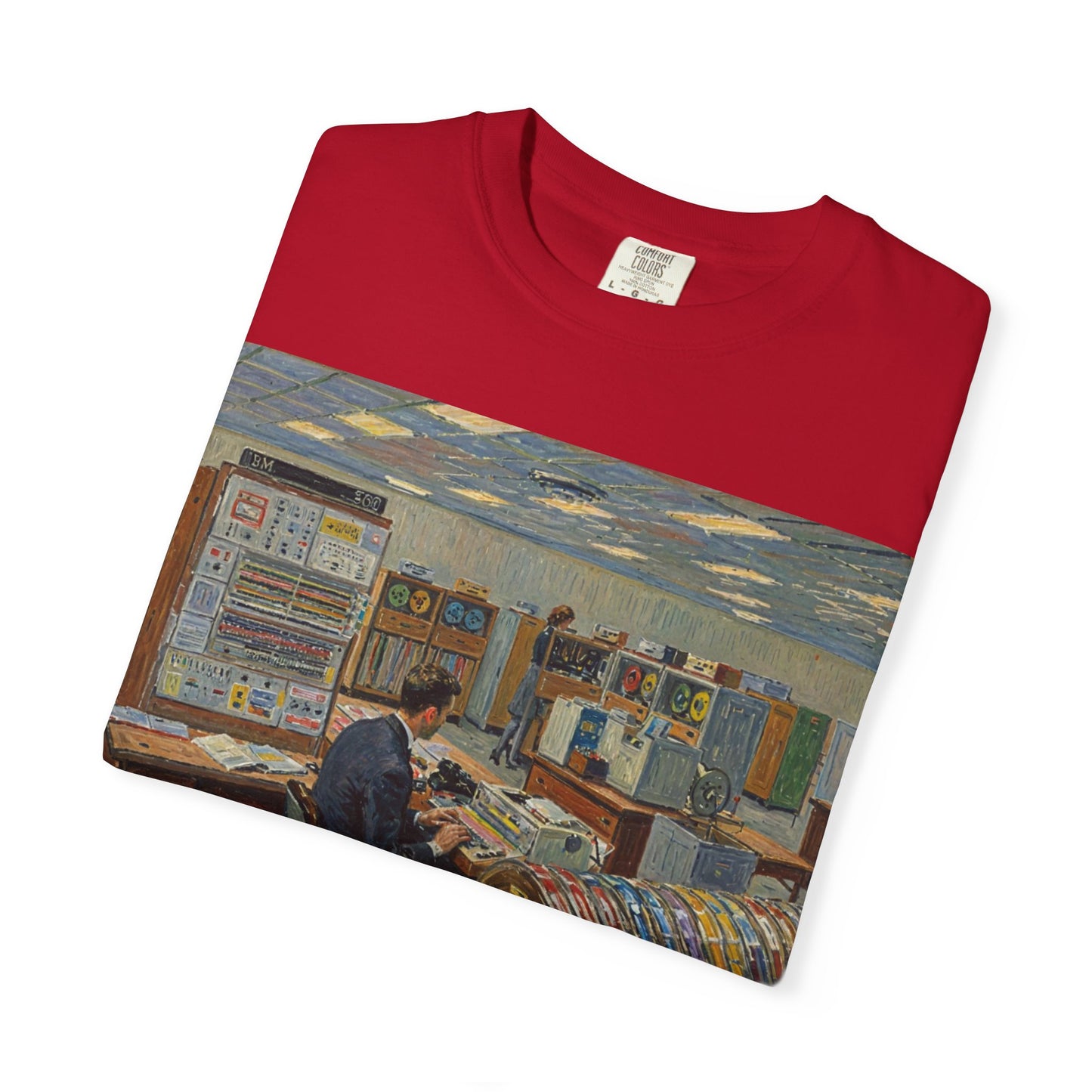 Classic Mainframe T-Shirt with tape storage units on back - Print Art Color