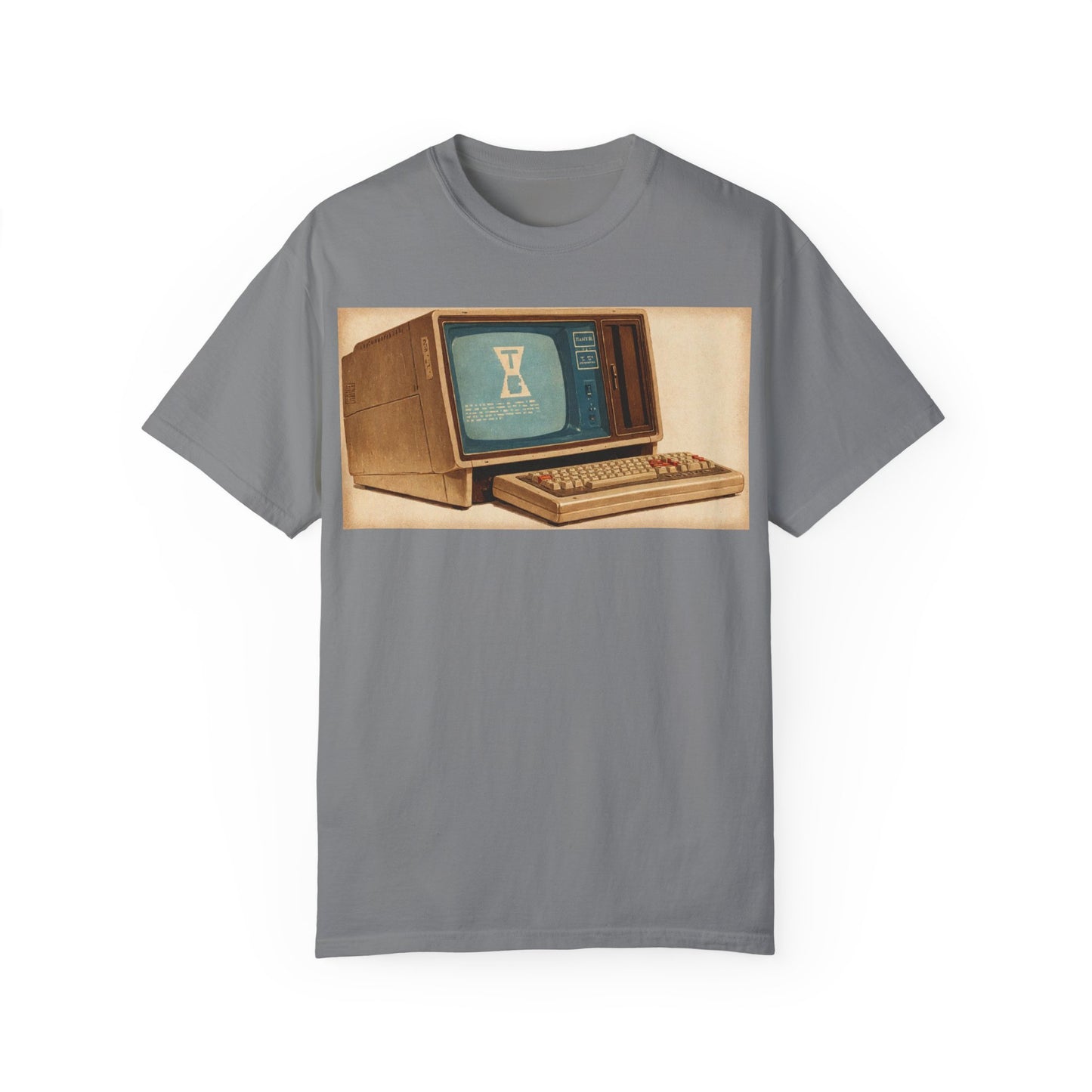 Classic Business Machine With Floppy Disk Bay T-Shirt - Mixed Art Sepia