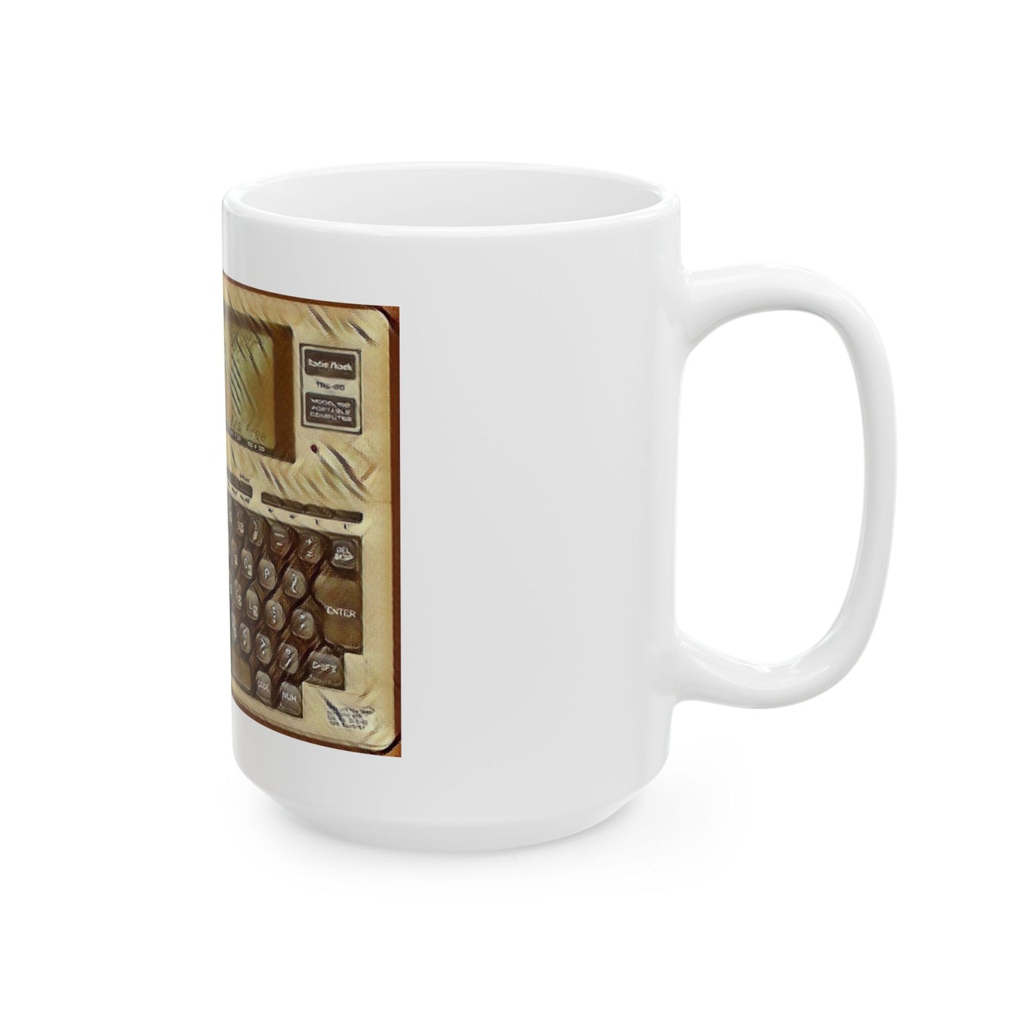 Vintage Computer Ceramic Mug | Classic Laptop Computer Paint Art Monochrome Design | Perfect for Tech Lovers