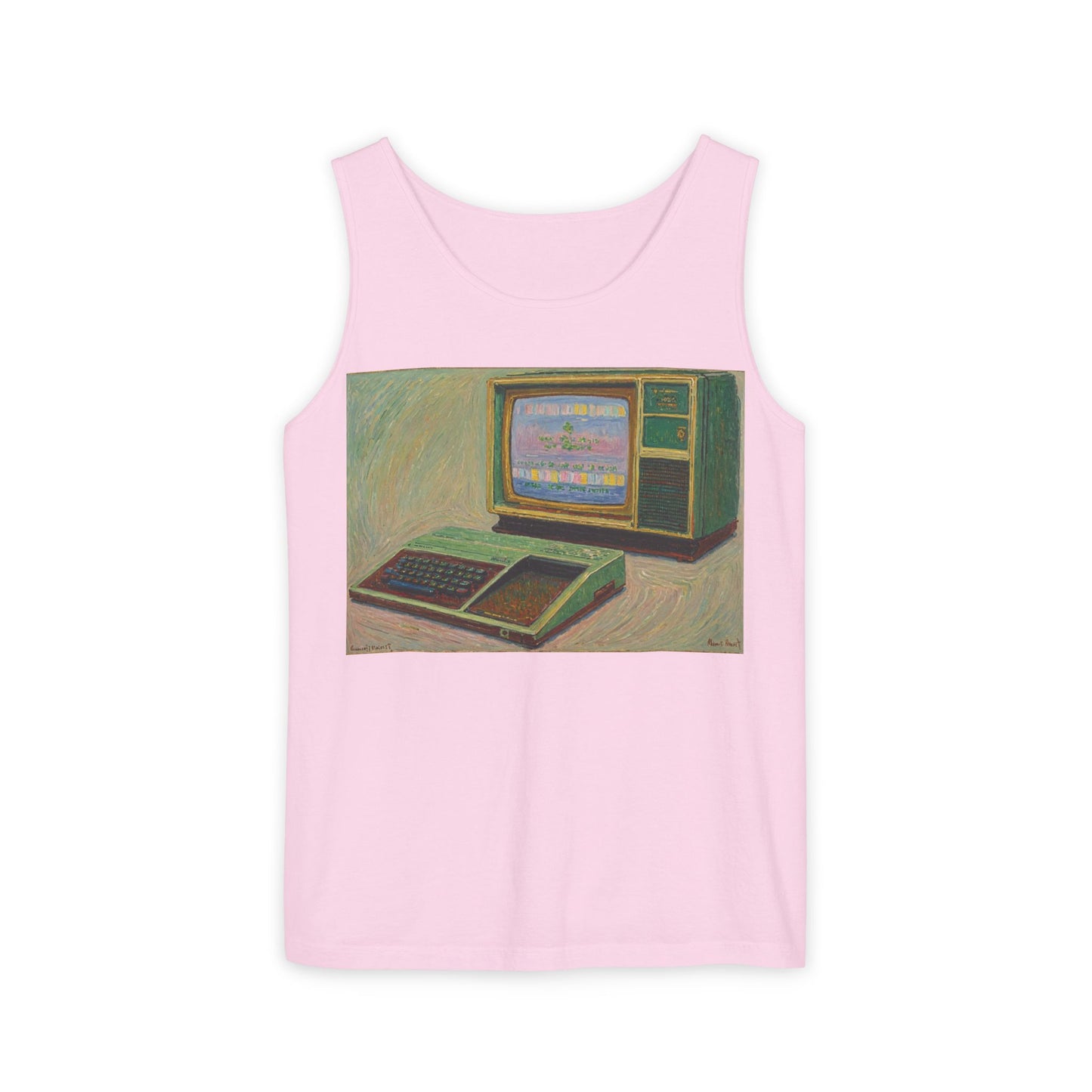 TI-99/4A Home Computer Inspired Tank Top | Oil Art 2 | Unisex Retro Graphic Tee for Tech Lovers, Summer Fashion, Gift for Nerds, Festival Wear, 80s Style