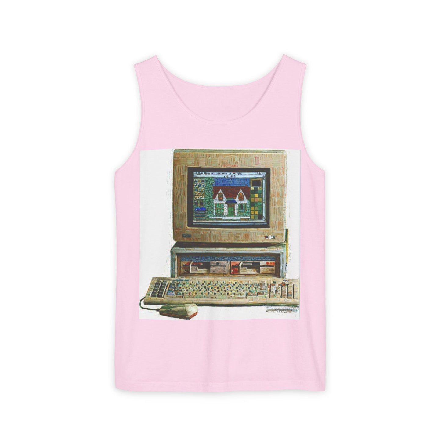 Classic business machine inspired Tank Top | Mosaic Art Color | Unisex Retro Graphic Tee for Tech Lovers, Summer Fashion, Gift for Nerds, Festival Wear, 80s Style