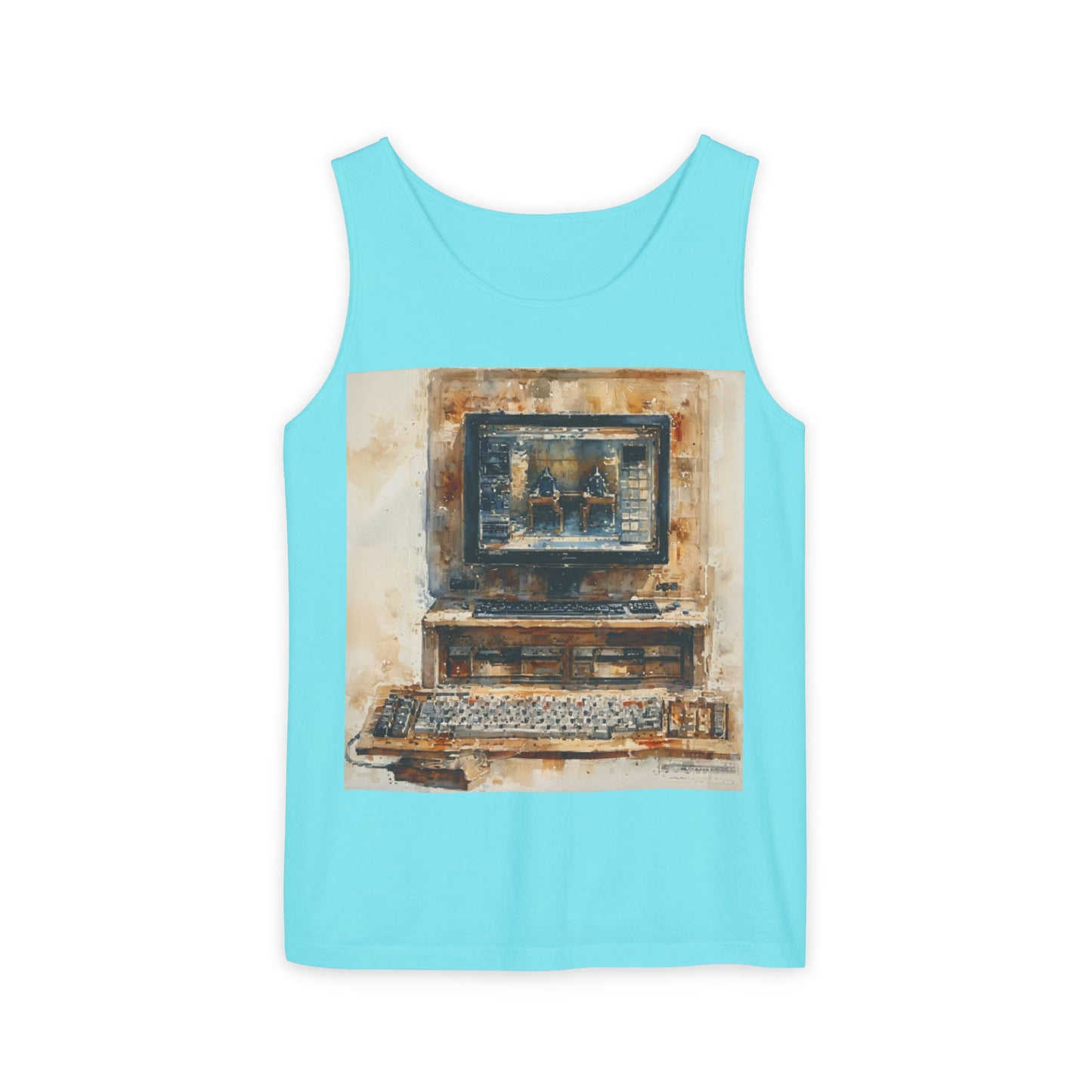 Classic business machine inspired Tank Top | Paint Art | Unisex Retro Graphic Tee for Tech Lovers, Summer Fashion, Gift for Nerds, Festival Wear, 80s Style