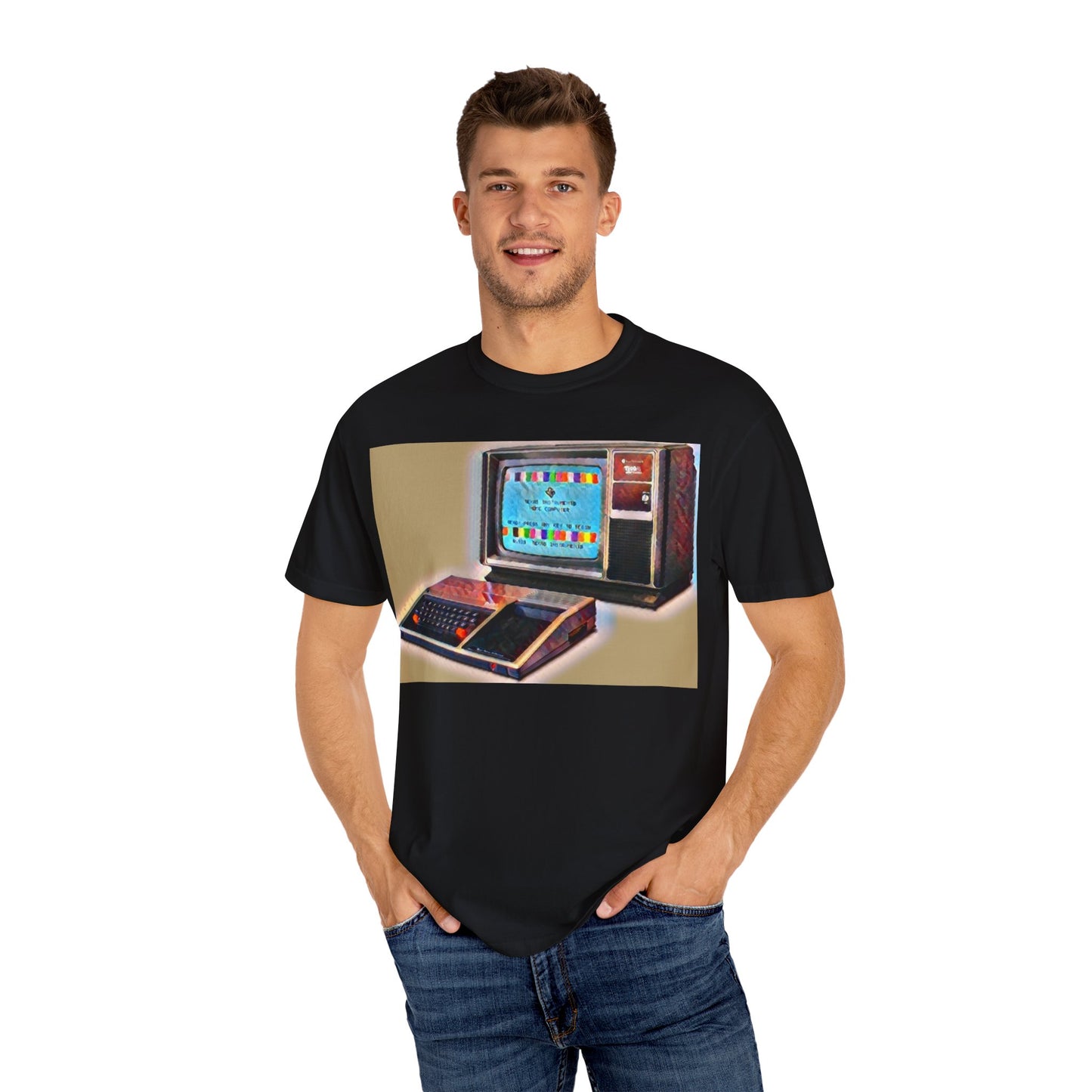 TI 99/4A Home Computer T-Shirt | Water Art Color | Ideal for tech enthusiasts and collectors