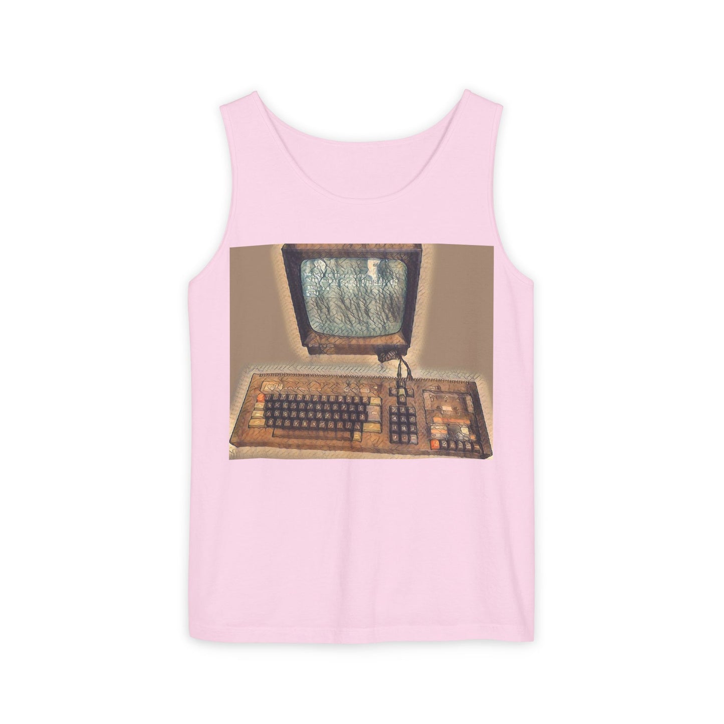 Classic 8 bit home computer inspired Tank Top | Faded Art Color | Unisex Retro Graphic Tee for Tech Lovers, Summer Fashion, Gift for Nerds, Festival Wear, 80s Style