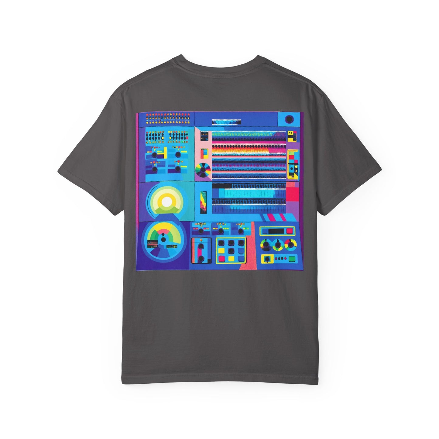 Classic Mainframe Computer T-Shirt with control panel on back - Modern Art Color