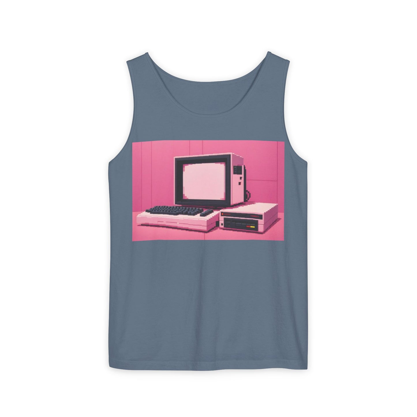 Classic 8 bit home computer inspired Tank Top | Pixel Art Color | Unisex Retro Graphic Tee for Tech Lovers, Summer Fashion, Gift for Nerds, Festival Wear, 80s Style