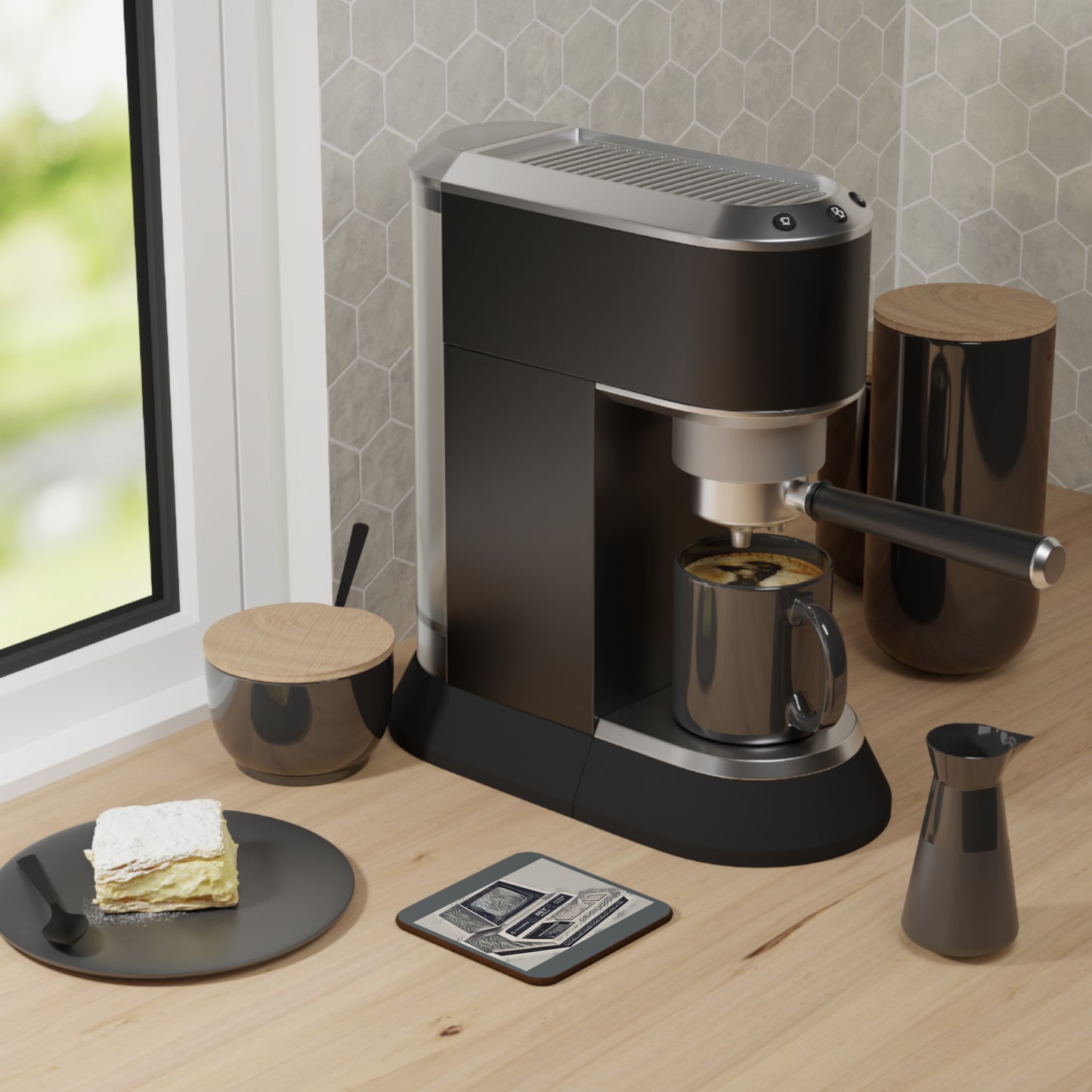 Vintage Commodore PET Hardboard Coaster in Ink Art Monochrome for Tech Enthusiast & Creatives