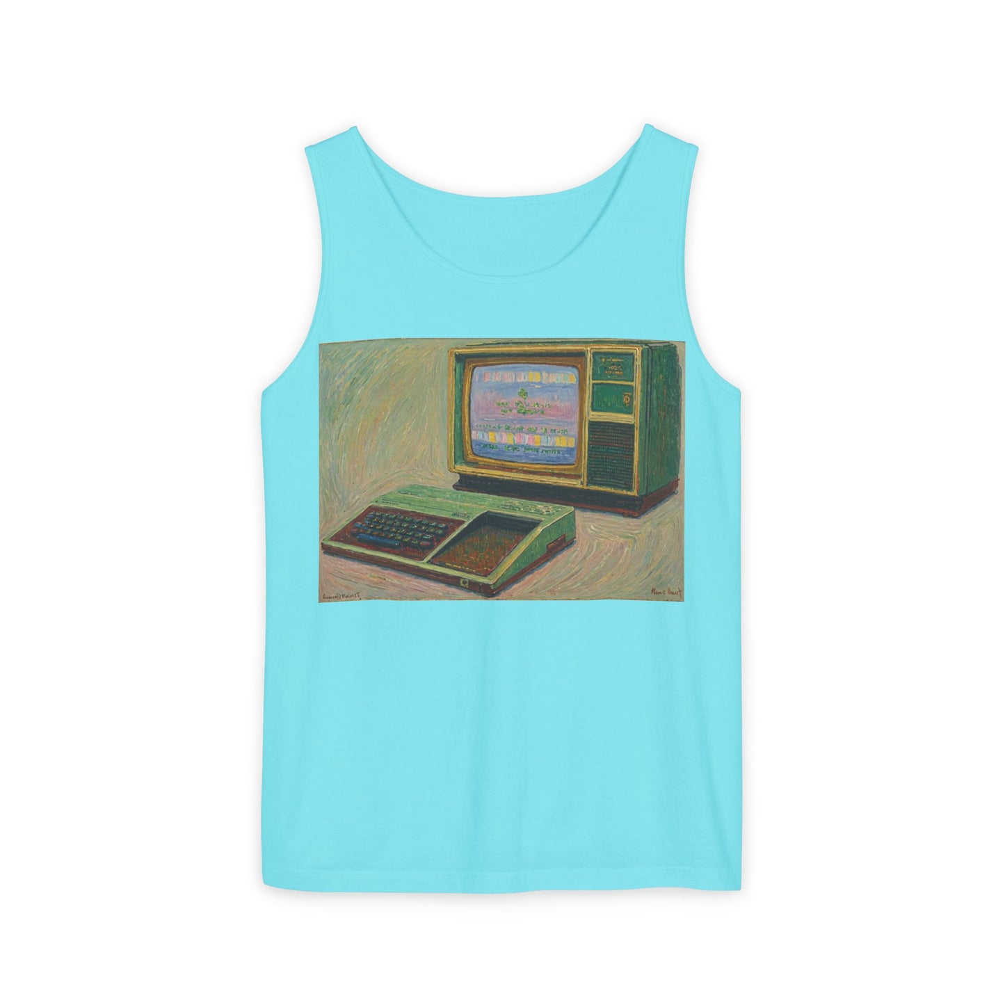 TI-99/4A Home Computer Inspired Tank Top | Oil Art 2 | Unisex Retro Graphic Tee for Tech Lovers, Summer Fashion, Gift for Nerds, Festival Wear, 80s Style
