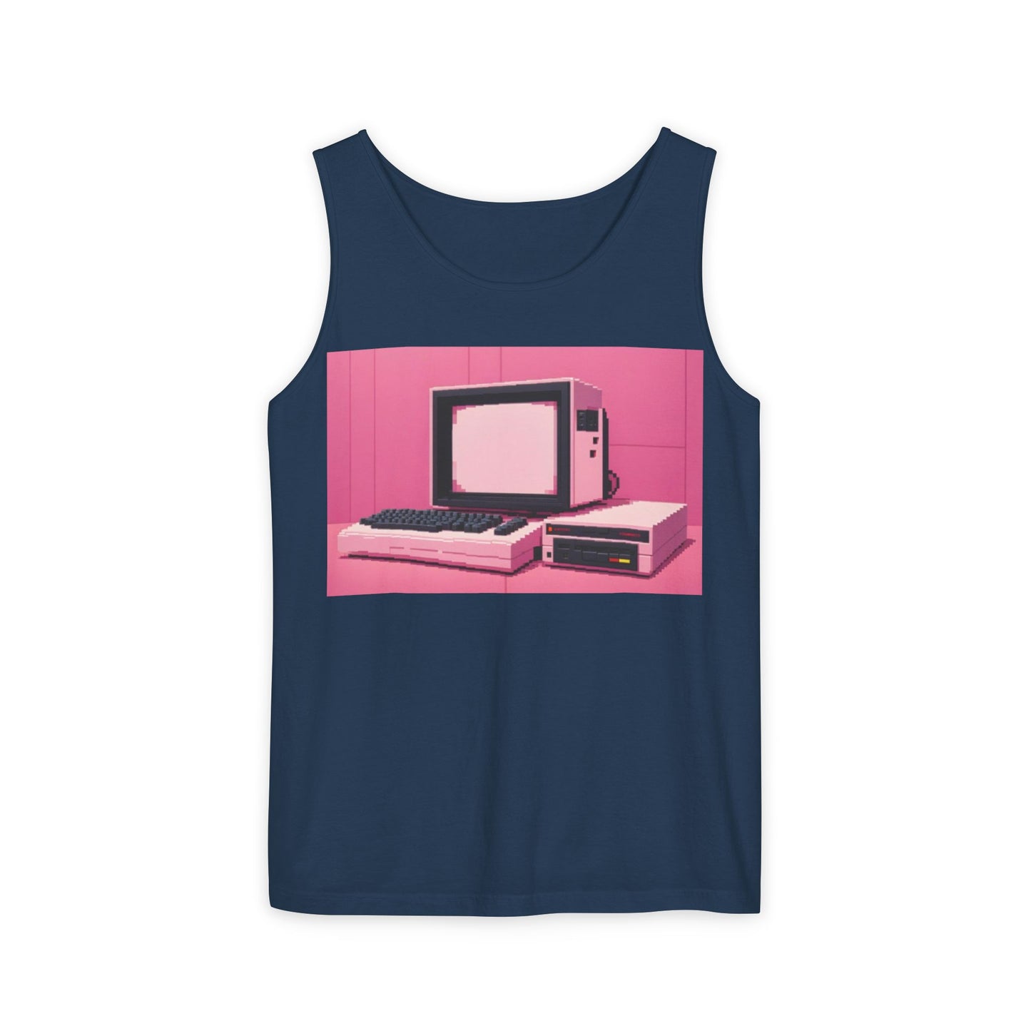 Classic 8 bit home computer inspired Tank Top | Pixel Art Color | Unisex Retro Graphic Tee for Tech Lovers, Summer Fashion, Gift for Nerds, Festival Wear, 80s Style