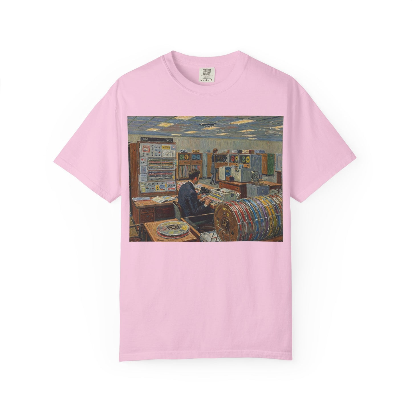 Classic Mainframe T-Shirt with tape storage units on back - Print Art Color