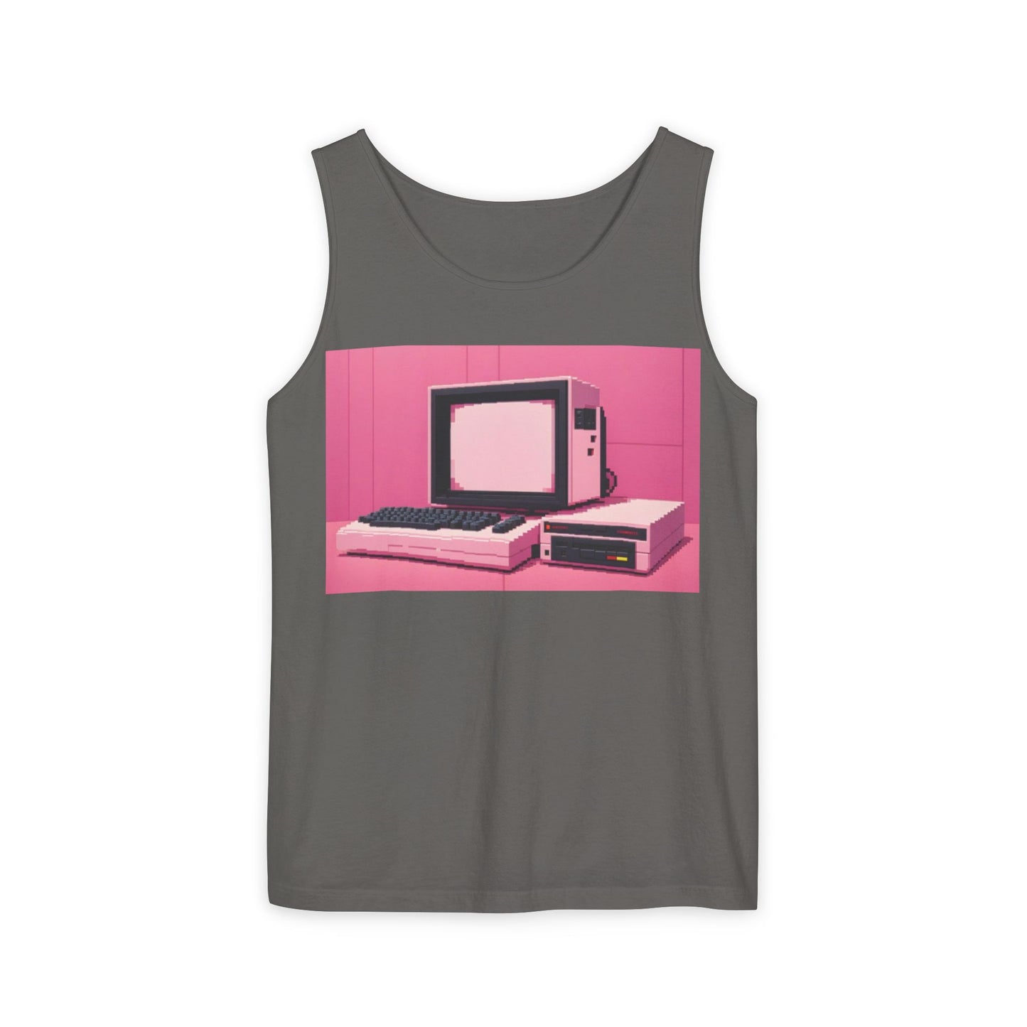 Classic 8 bit home computer inspired Tank Top | Pixel Art Color | Unisex Retro Graphic Tee for Tech Lovers, Summer Fashion, Gift for Nerds, Festival Wear, 80s Style
