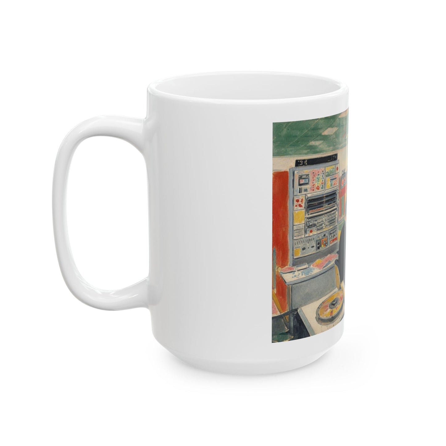 Classic Mainframe Ceramic Mug in Paint Art Color Design | Perfect for Tech Lovers