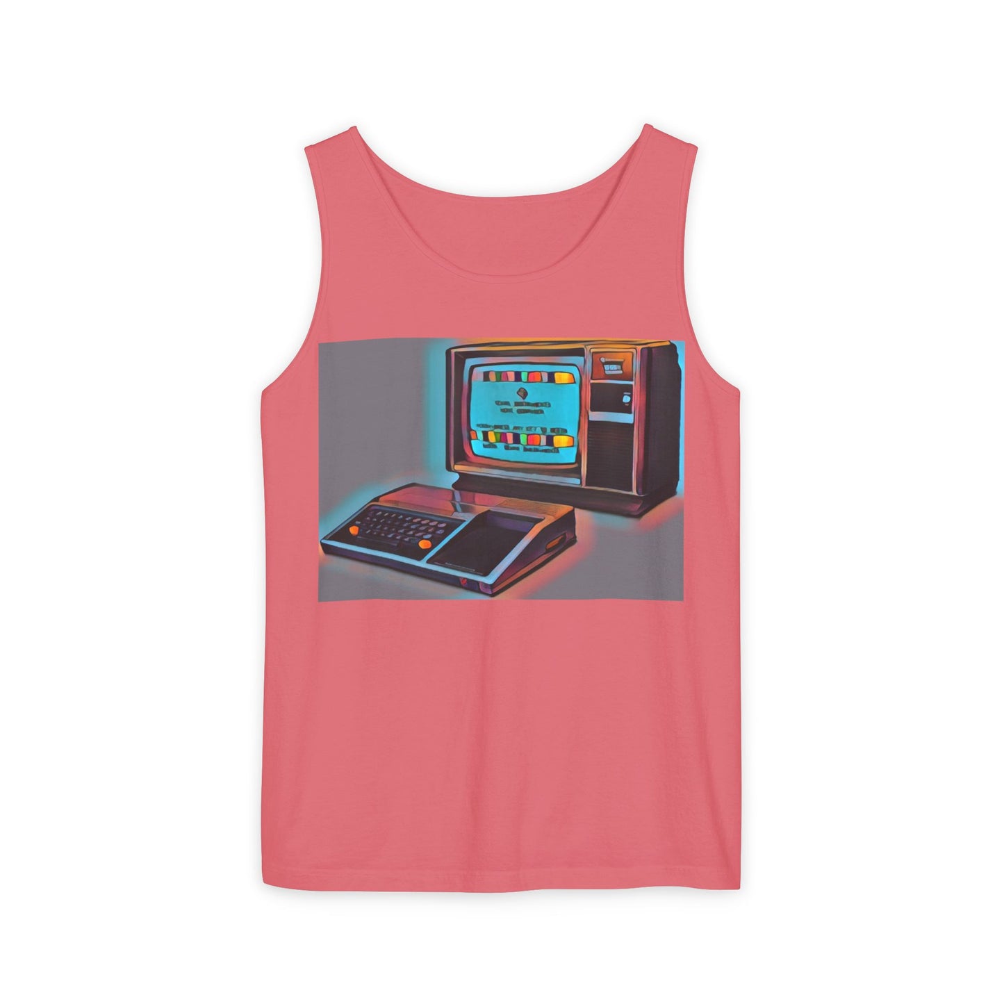 TI-99/4A Computer Inspired Tank Top | Print Art Color | Unisex Retro Graphic Tee for Tech Lovers, Summer Fashion, Gift for Nerds, Festival Wear, 80s Style