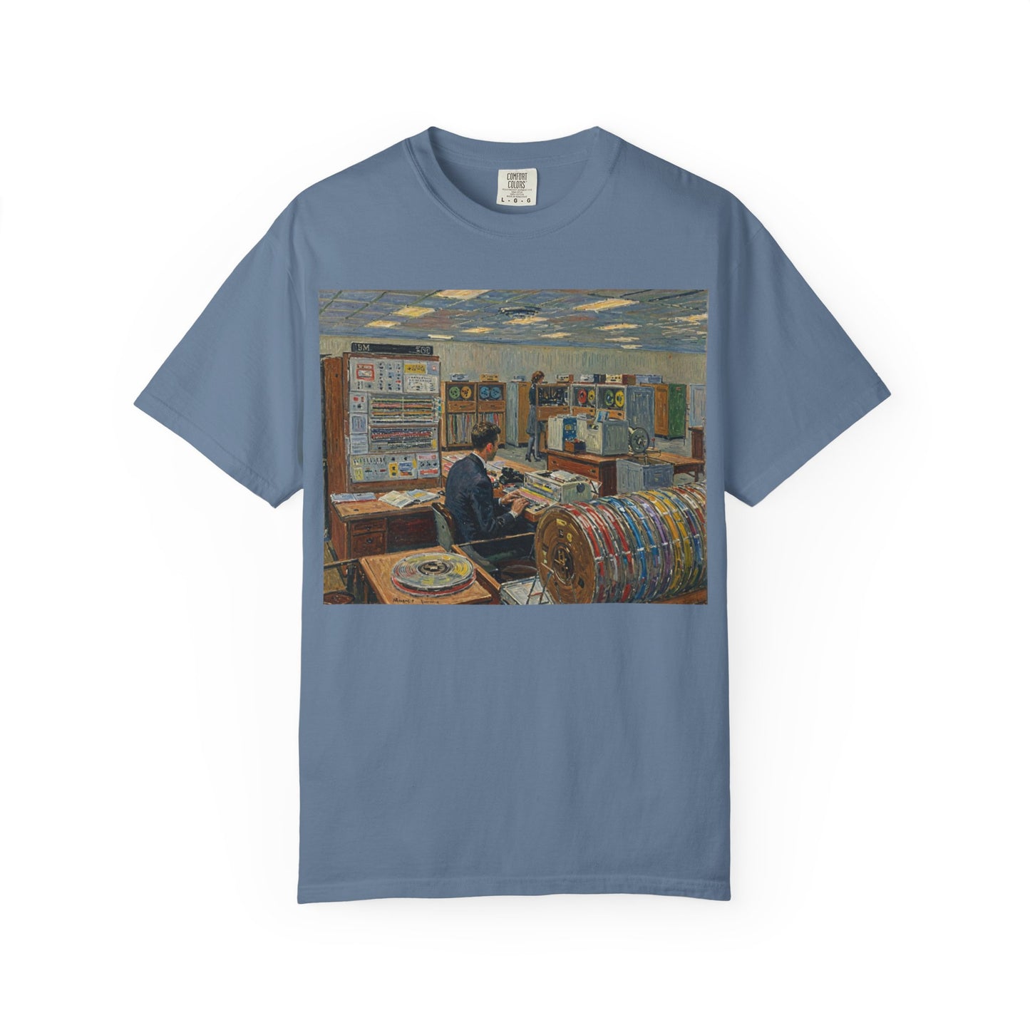 Classic Mainframe T-Shirt with tape storage units on back - Print Art Color