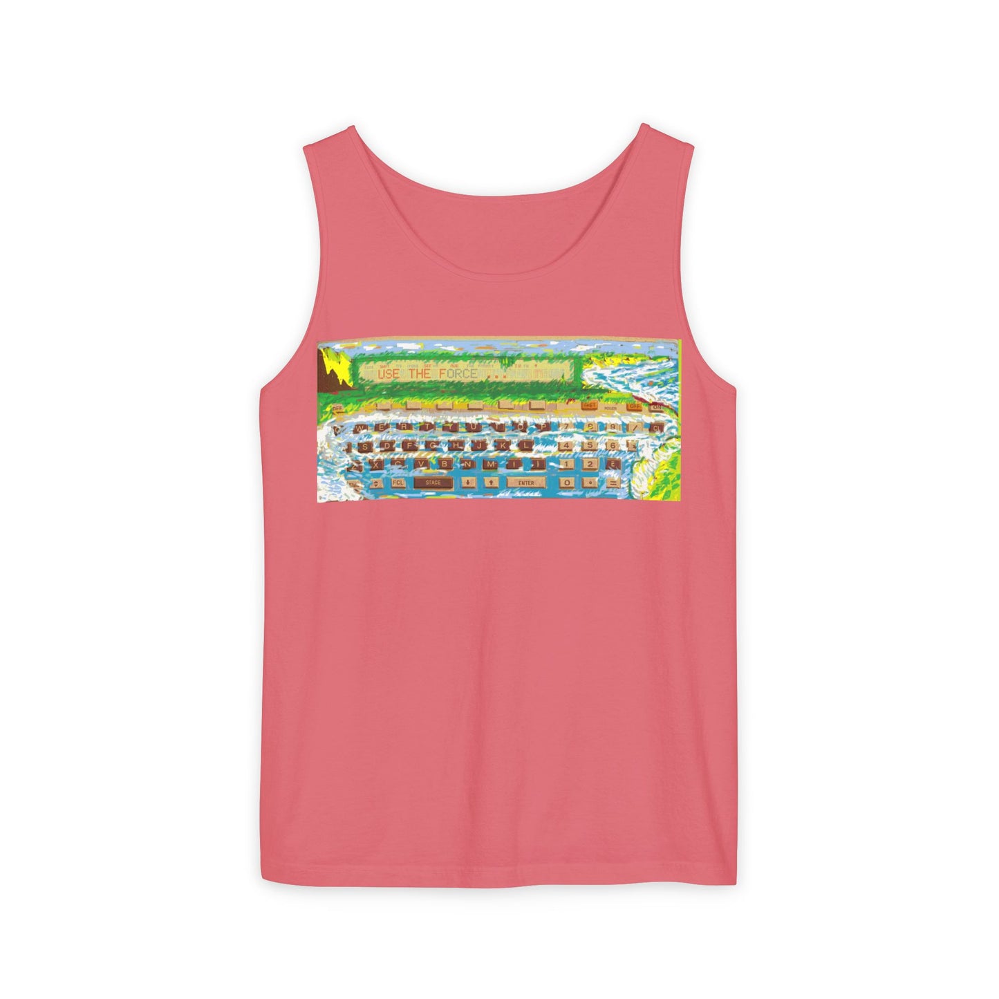 Pocket Computer Inspired Tank Top | Unisex Retro Graphic Tee for Tech Lovers, Summer Fashion, Gift for Nerds, Festival Wear, 80s Style