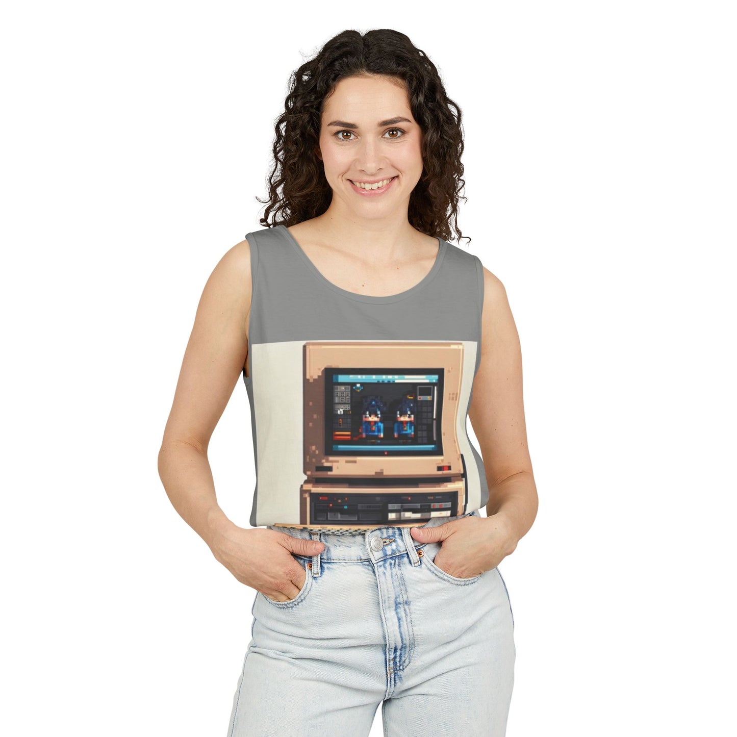 Classic business machine inspired Tank Top | Pixel-Color Art | Unisex Retro Graphic Tee for Tech Lovers, Summer Fashion, Gift for Nerds, Festival Wear, 80s Style
