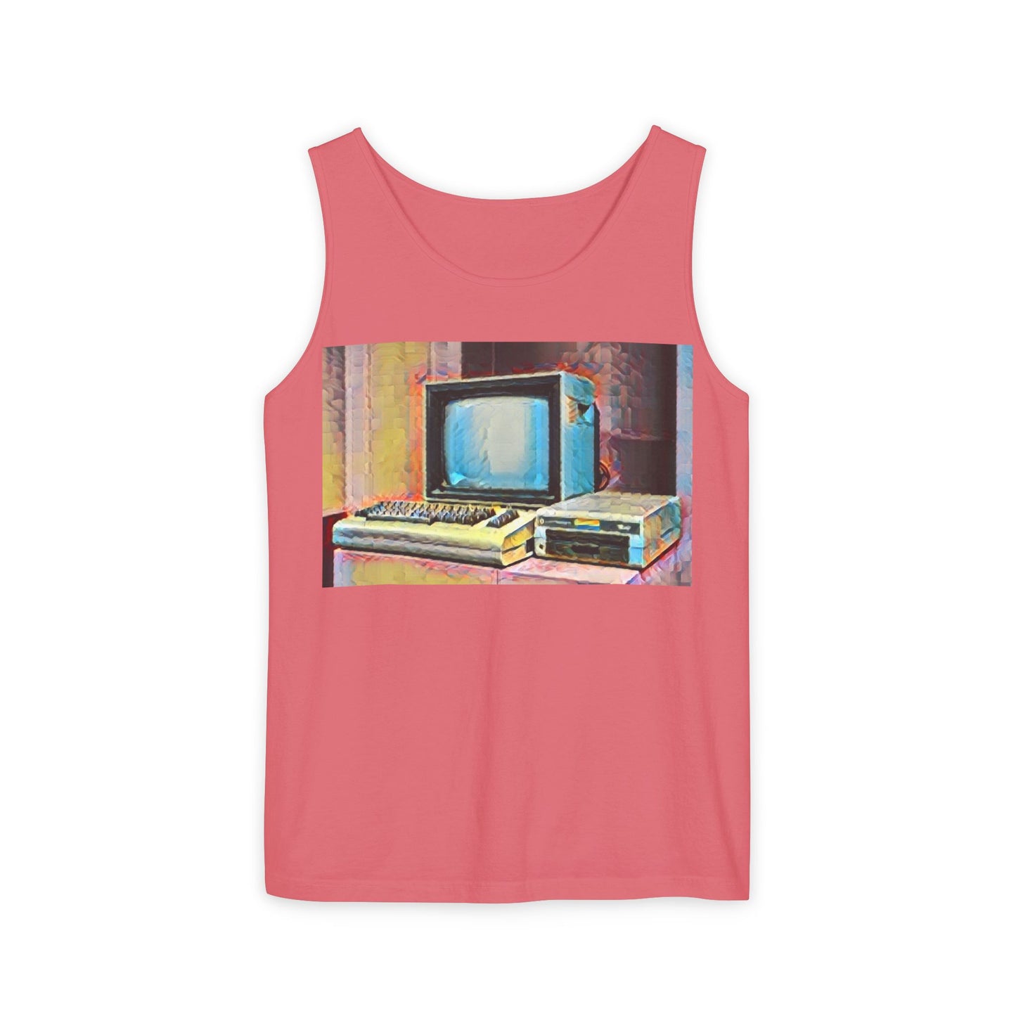 Classic 8 bit home computer inspired Tank Top | Spray Art Color | Unisex Retro Graphic Tee for Tech Lovers, Summer Fashion, Gift for Nerds, Festival Wear, 80s Style
