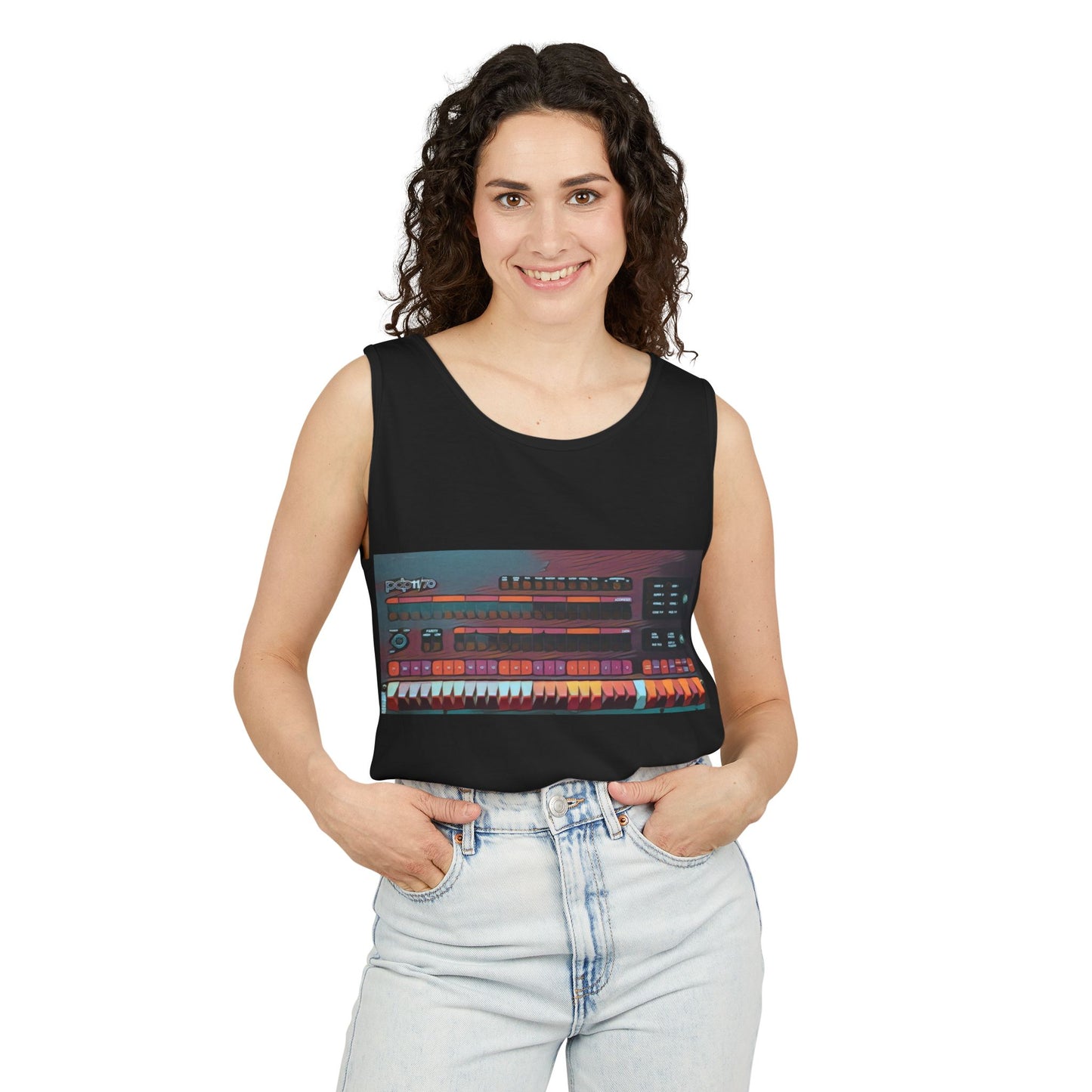 Mini Computer Inspired Tank Top | Unisex Retro Graphic Tee for Tech Lovers, Summer Fashion, Gift for Nerds, Festival Wear, 80s Style