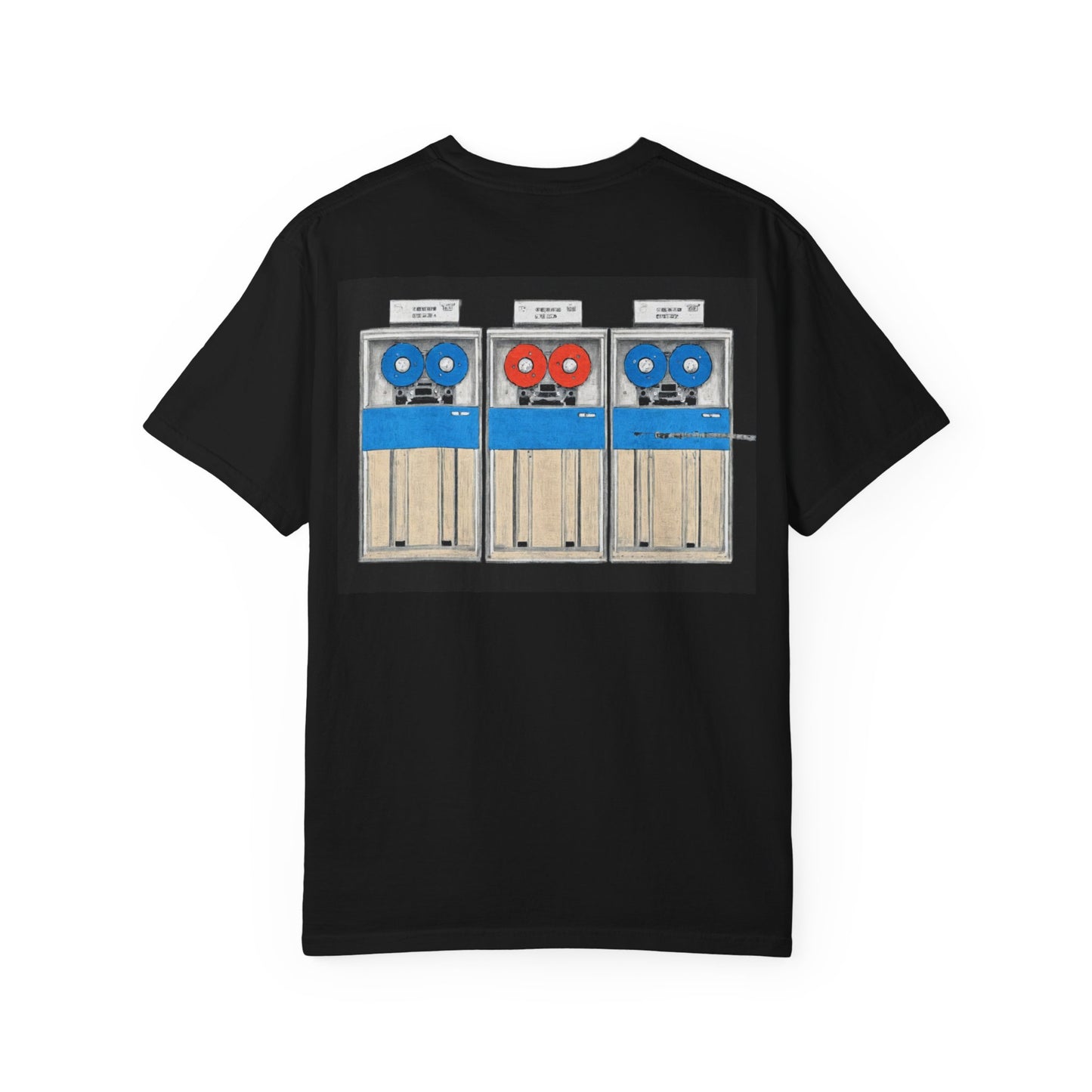 Classic Mainframe T-Shirt with tape storage units on back - Print Art Color