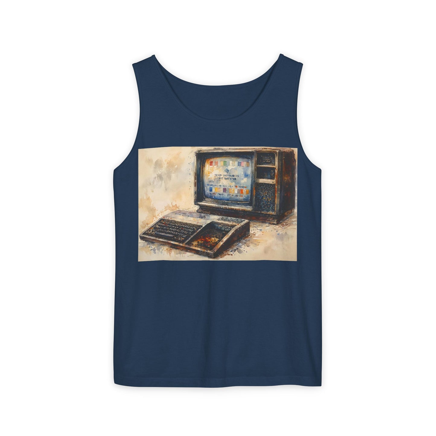 TI-99/4A Home Computer Inspired Tank Top | Oil Art Color | Unisex Retro Graphic Tee for Tech Lovers, Summer Fashion, Gift for Nerds, Festival Wear, 80s Style