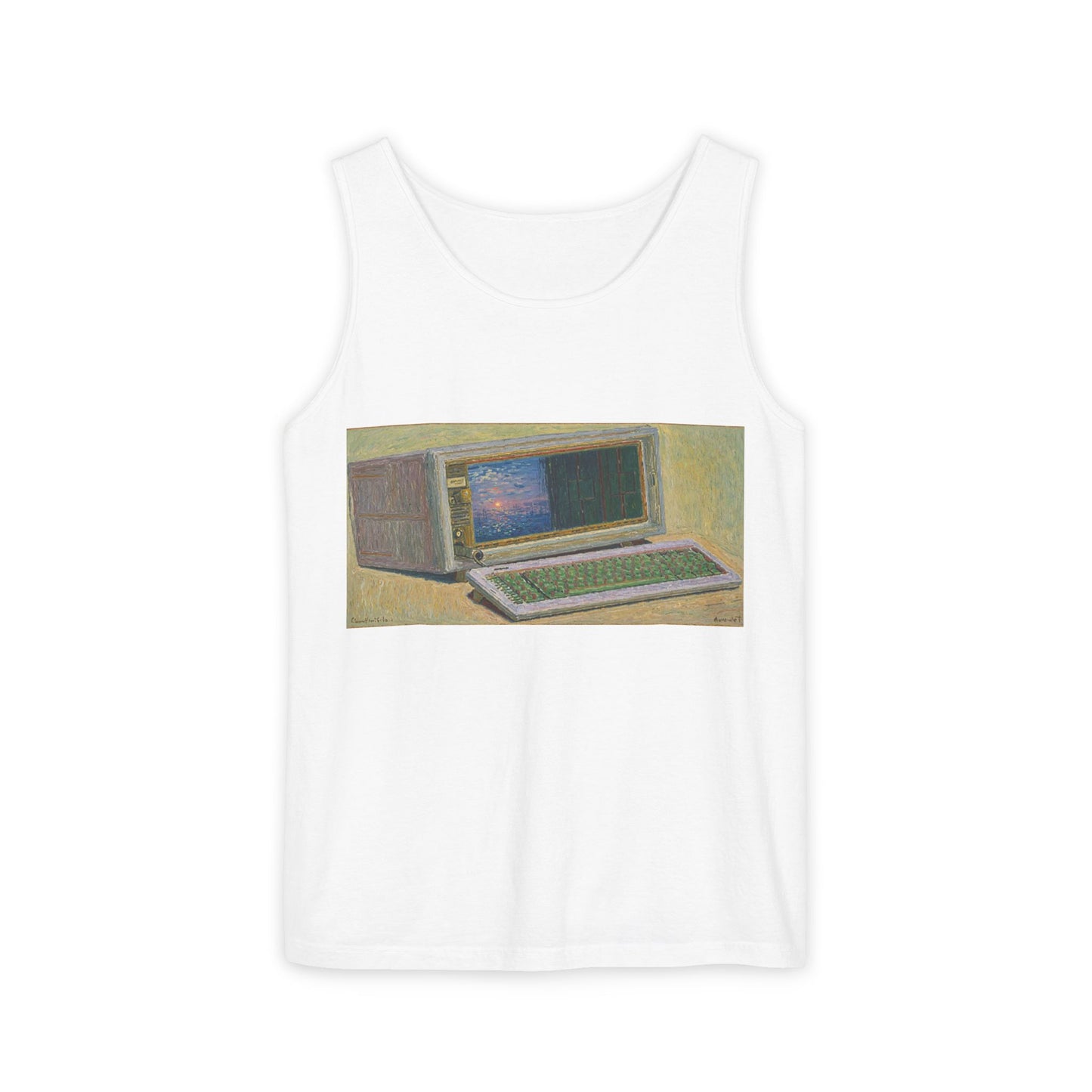 Classic Luggable PC Inspired Tank Top | Unisex Retro Graphic Tee for Tech Lovers, Summer Fashion, Gift for Nerds, Festival Wear, 80s Style