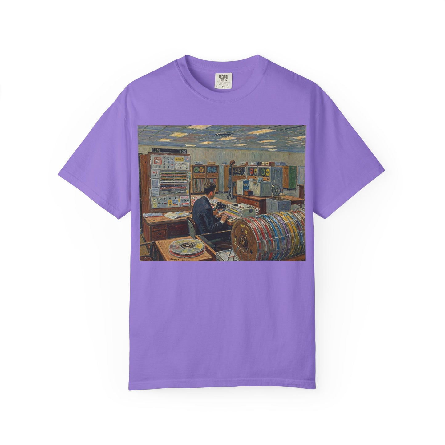 Classic Mainframe T-Shirt with tape storage units on back - Print Art Color