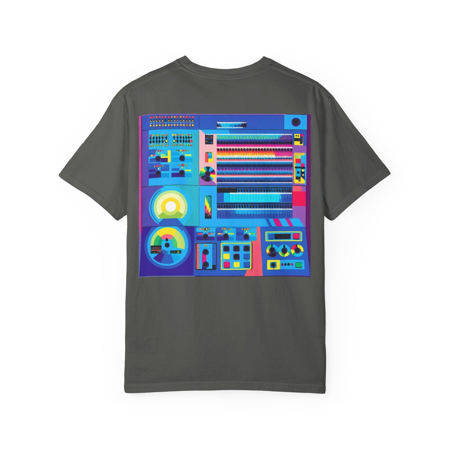 Classic Mainframe Computer T-Shirt with control panel on back - Modern Art Color