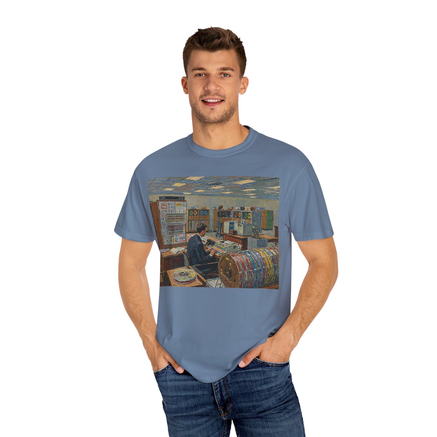 Classic Mainframe T-Shirt with tape storage units on back - Print Art Color