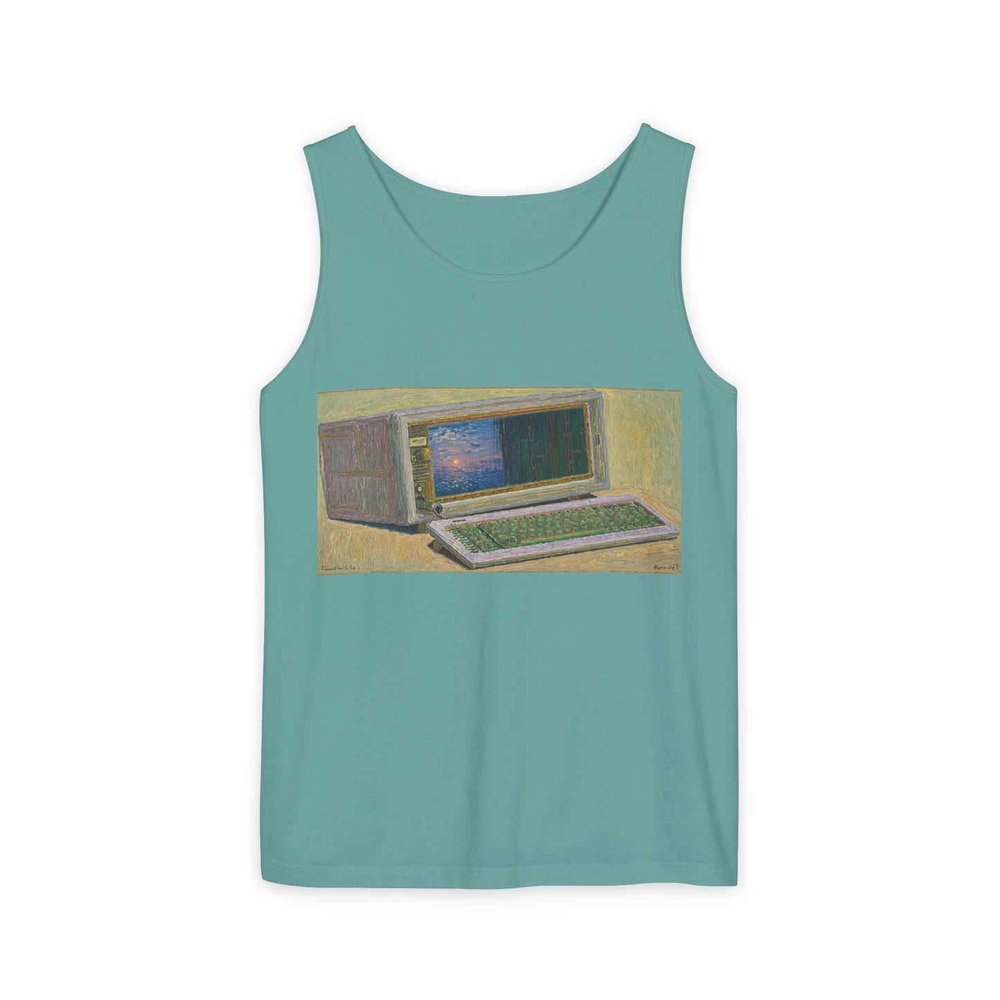 Classic Luggable PC Inspired Tank Top | Unisex Retro Graphic Tee for Tech Lovers, Summer Fashion, Gift for Nerds, Festival Wear, 80s Style