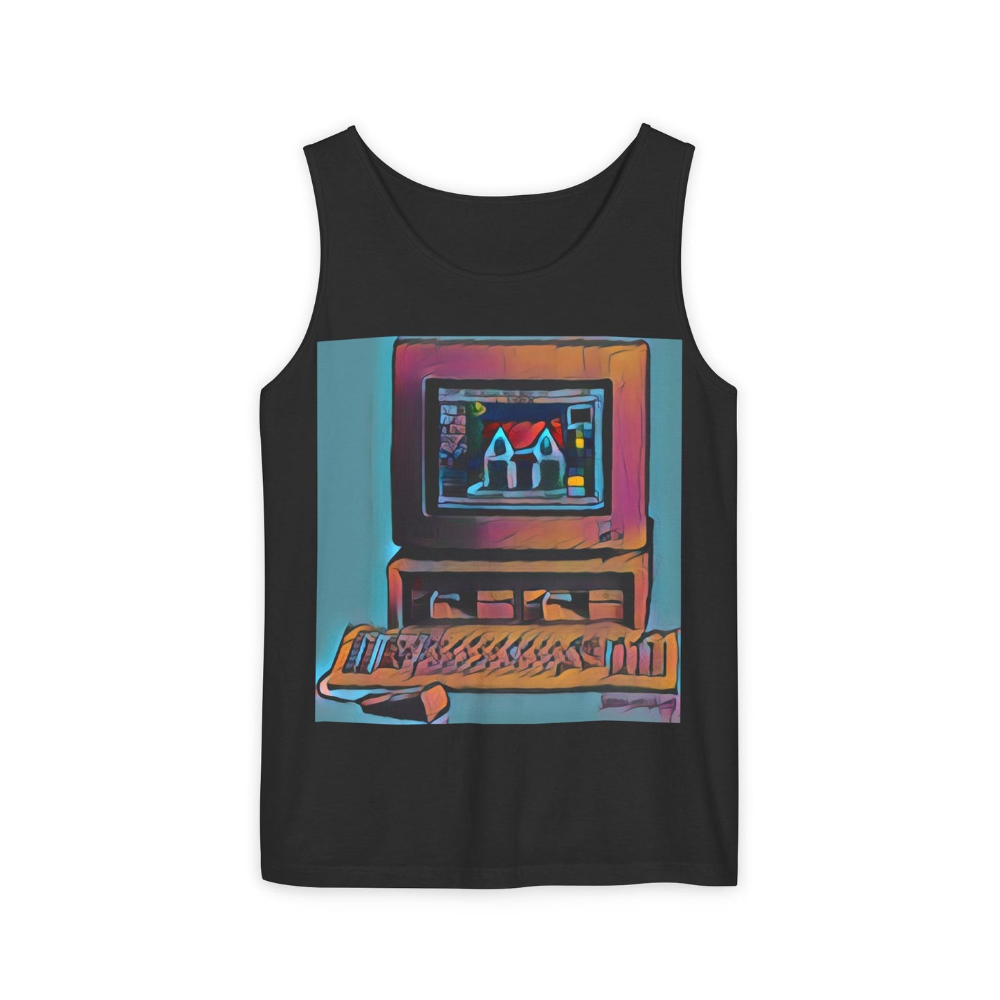 Classic business machine inspired Tank Top | Print Art Color | Unisex Retro Graphic Tee for Tech Lovers, Summer Fashion, Gift for Nerds, Festival Wear, 80s Style