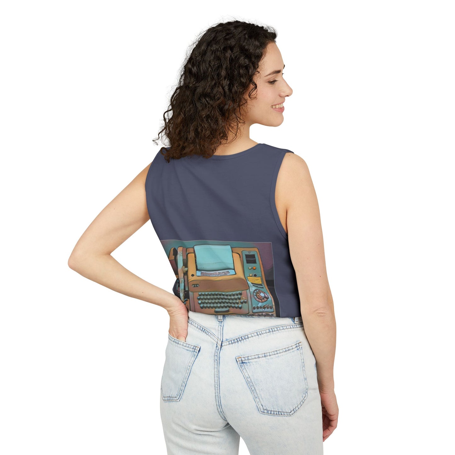 Mini Computer Inspired Tank Top | Unisex Retro Graphic Tee for Tech Lovers, Summer Fashion, Gift for Nerds, Festival Wear, 80s Style