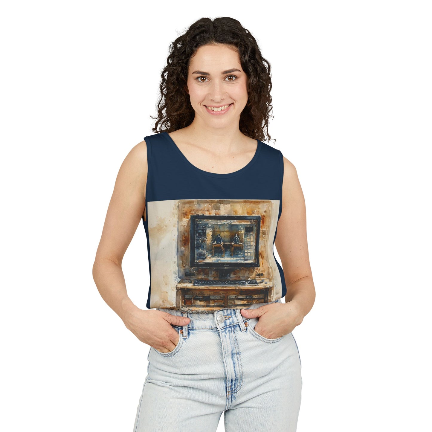 Classic business machine inspired Tank Top | Paint Art | Unisex Retro Graphic Tee for Tech Lovers, Summer Fashion, Gift for Nerds, Festival Wear, 80s Style